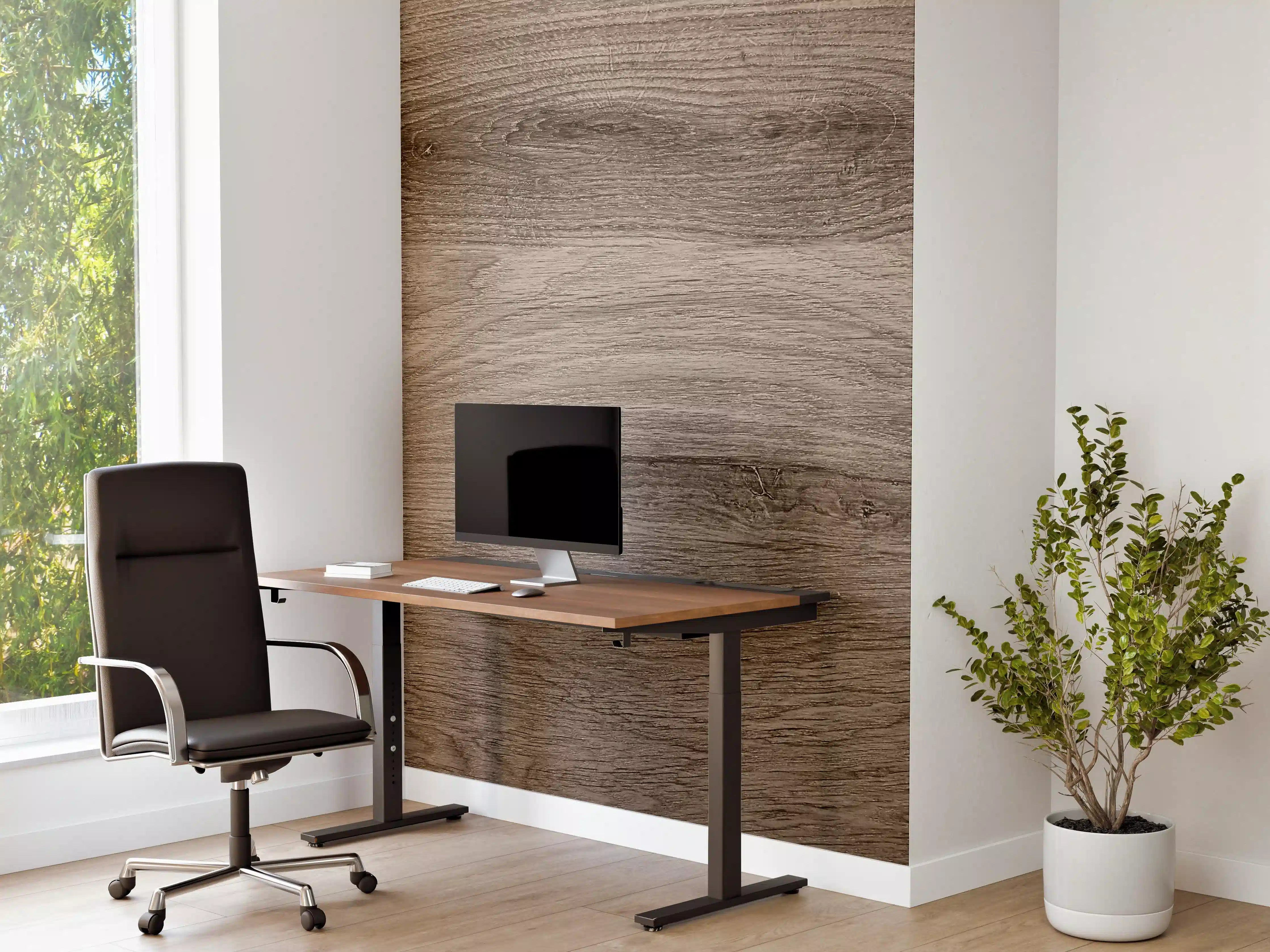 Büro Wandgestaltung - Helle Holzmaserung in warmem Braun
