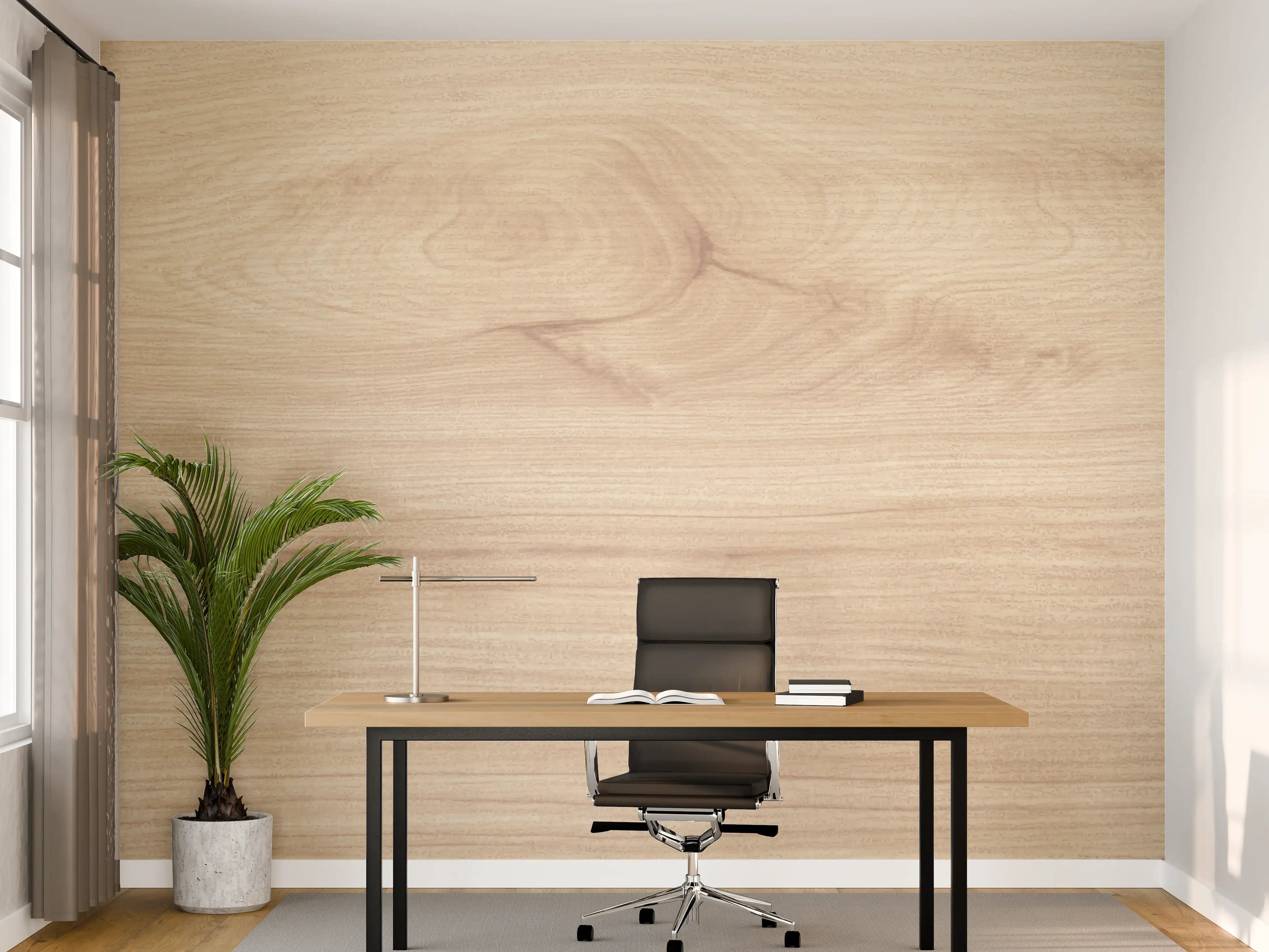 Büro Wandgestaltung - Helle Holzoptik in Naturtönen
