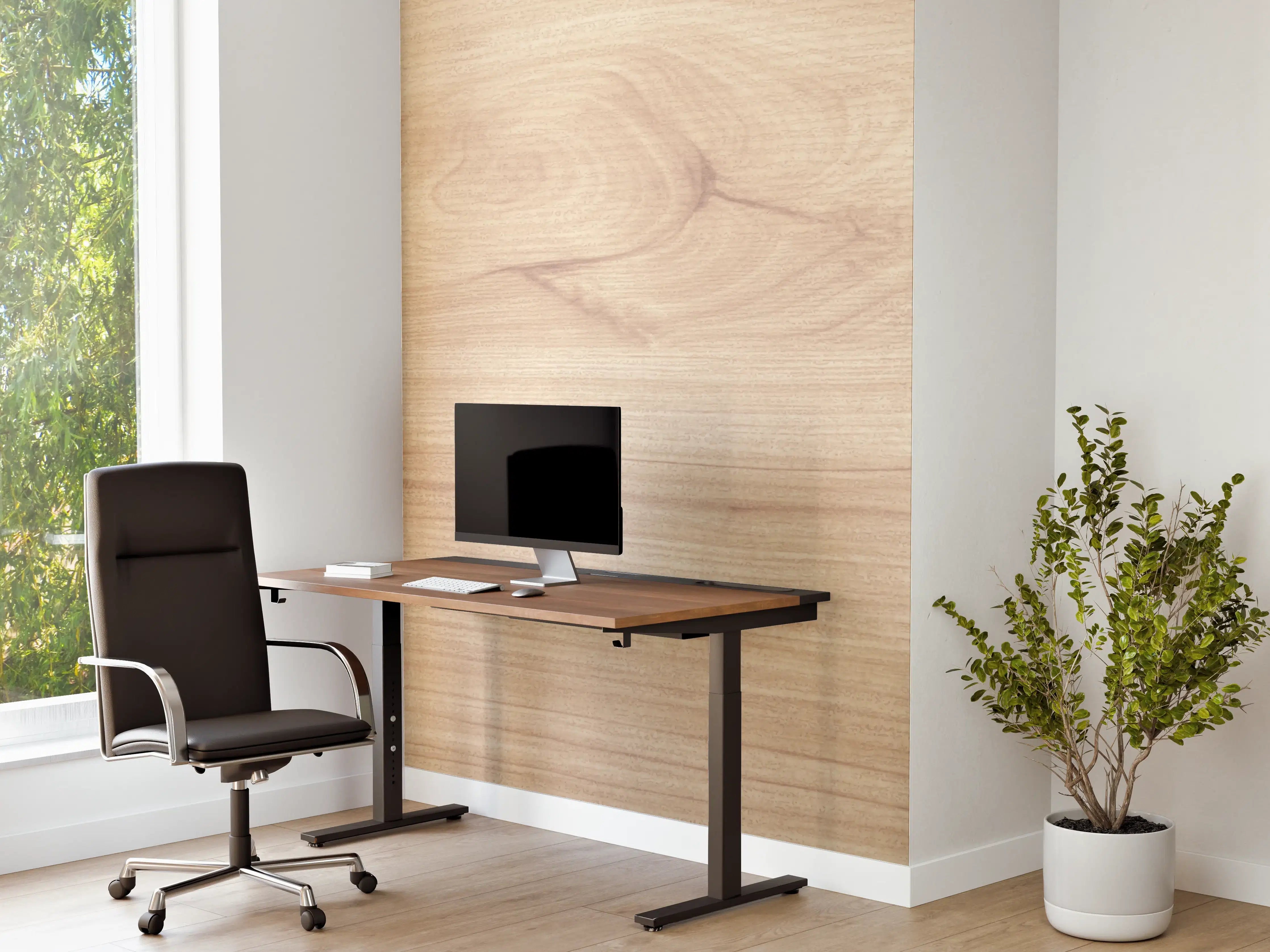 Büro Wandgestaltung - Helle Holzoptik in Naturtönen