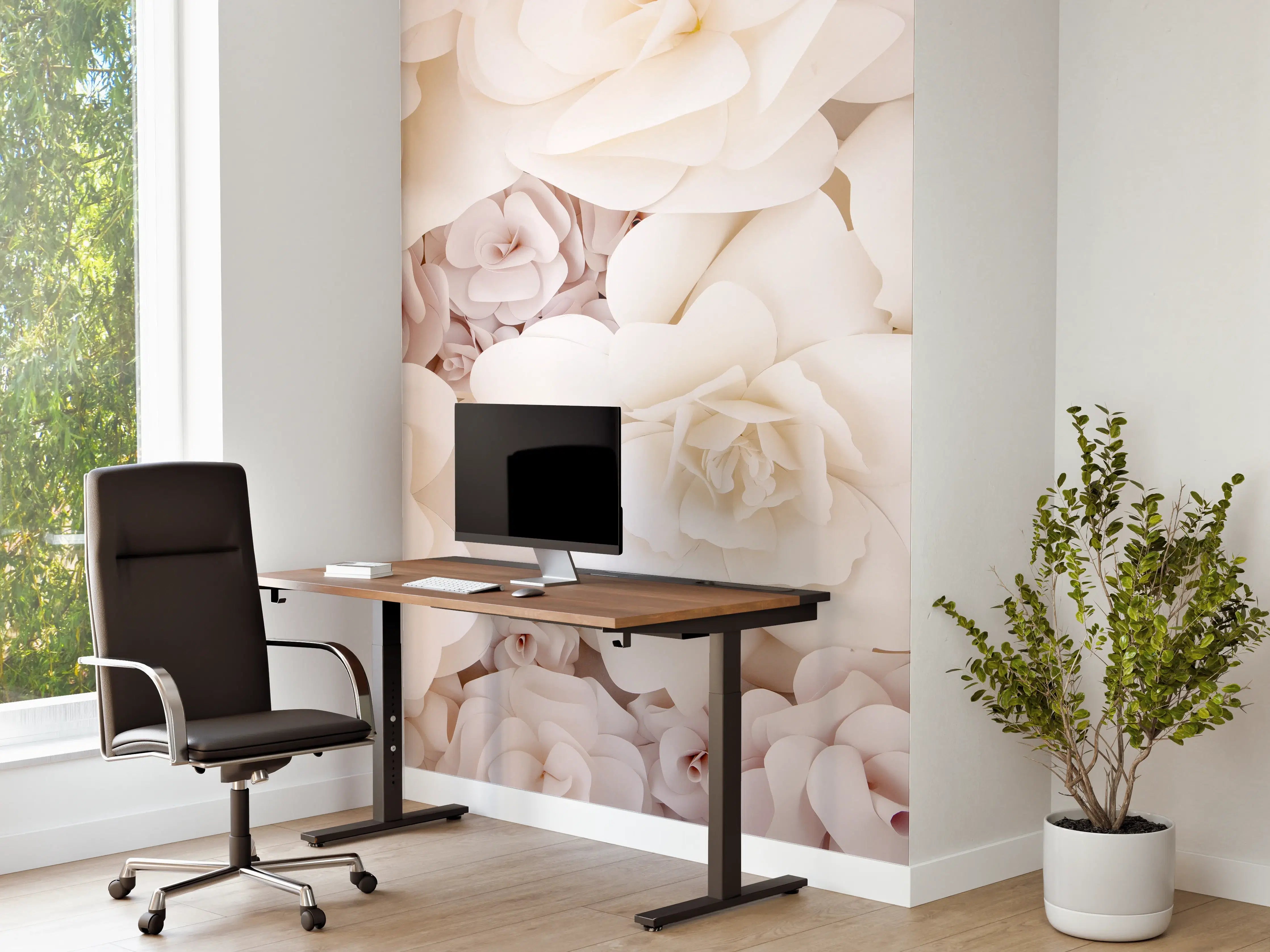 Büro Wandgestaltung - Helle ästhetische Papierblumen