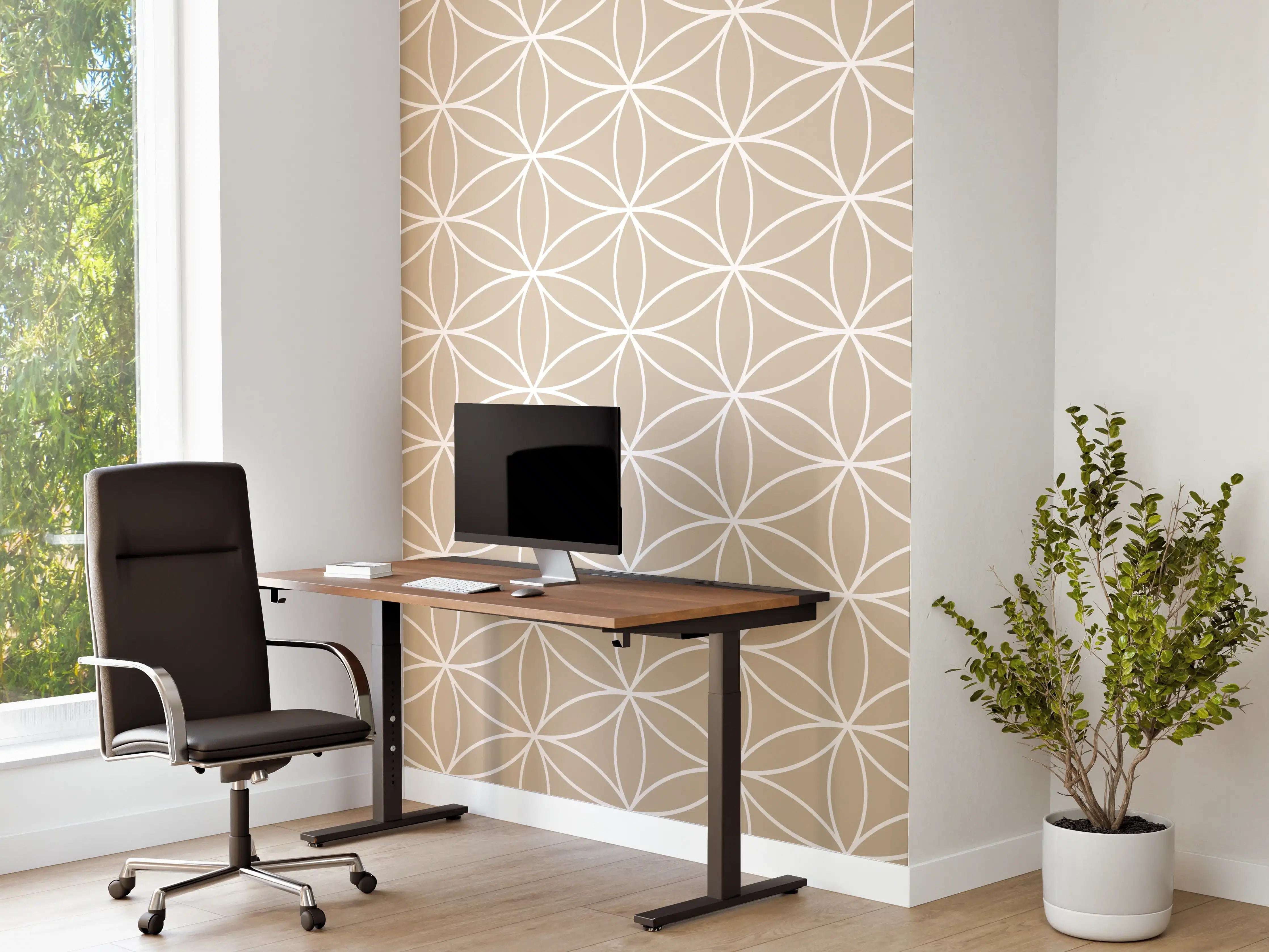Büro Wandgestaltung - Helle geometrische Fliesen mit feinen Graunuancen