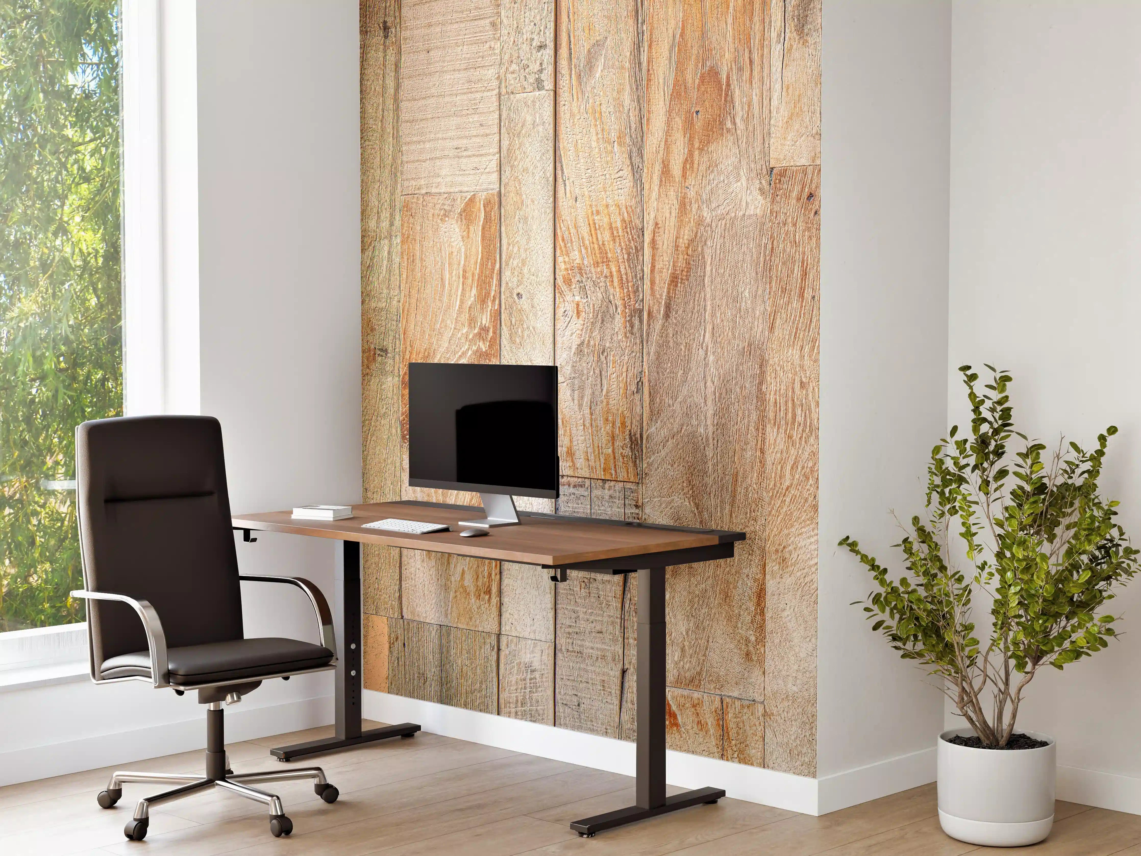 Büro Wandgestaltung - Heller Holzhintergrund