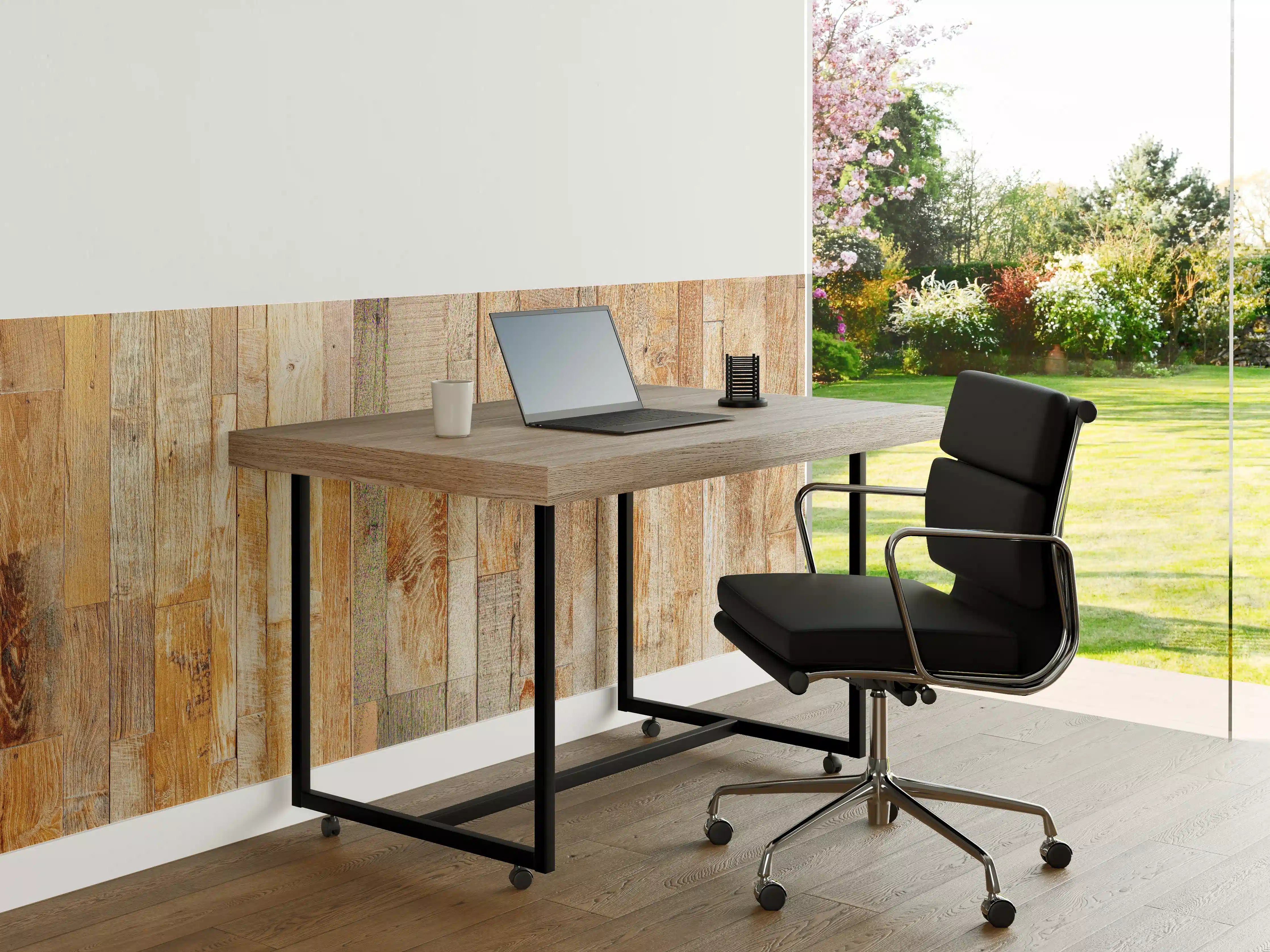 Büro Wandgestaltung - Heller Holzhintergrund
