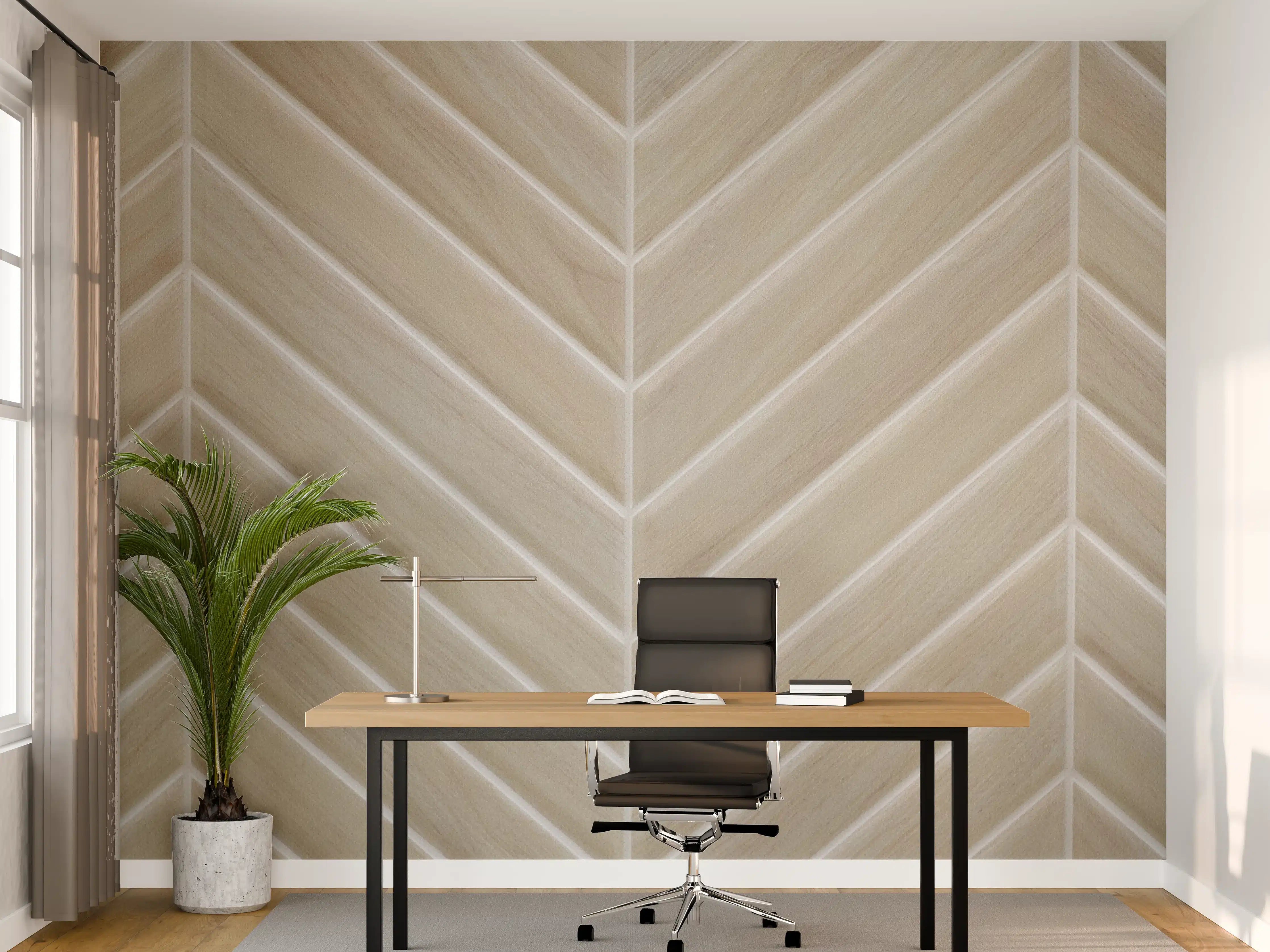 Büro Wandgestaltung - Heller Kachelmuster mit diagonalen Linien