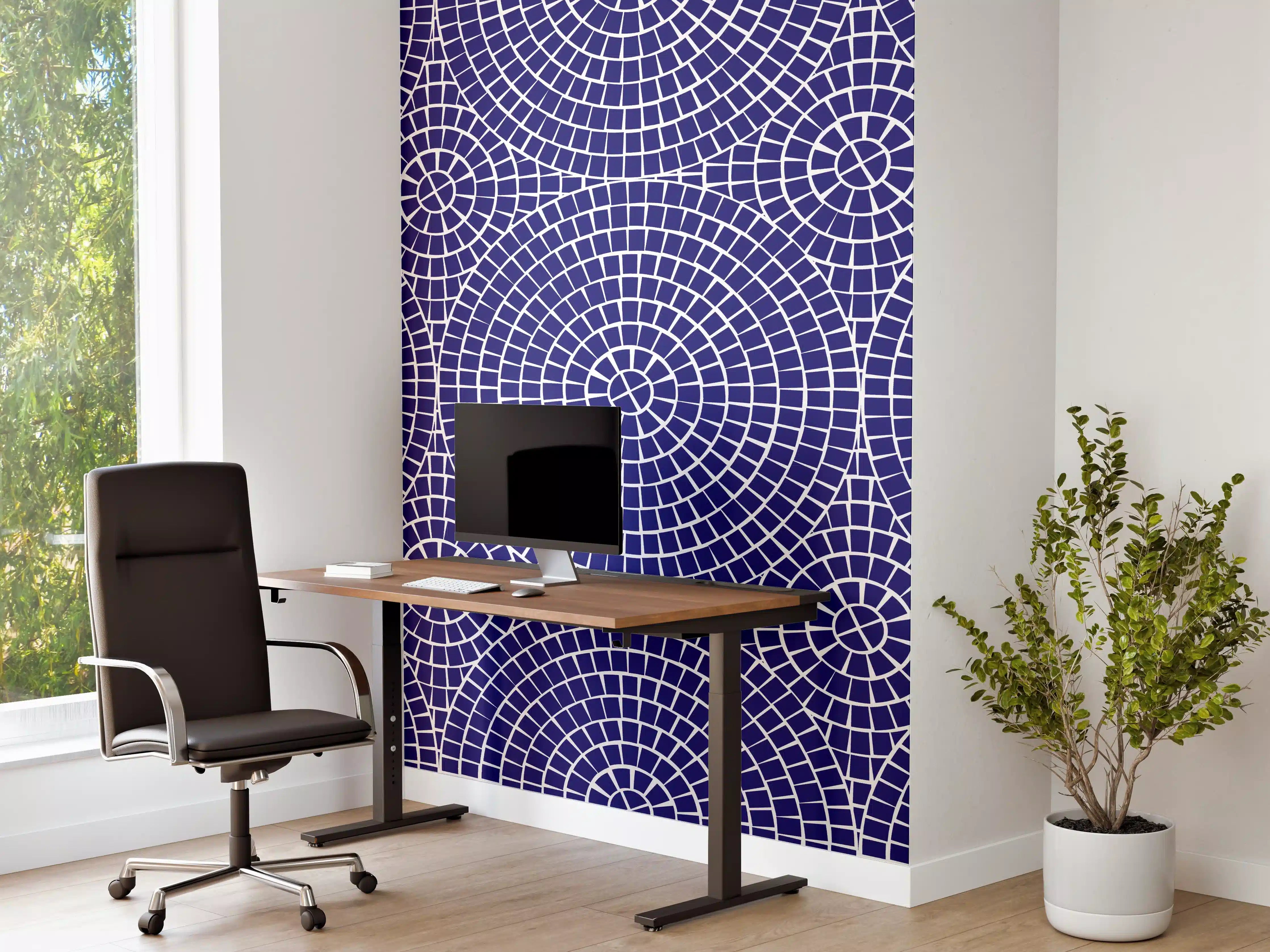 Büro Wandgestaltung - Heller Mosaik mit blauen und grauen Nuancen