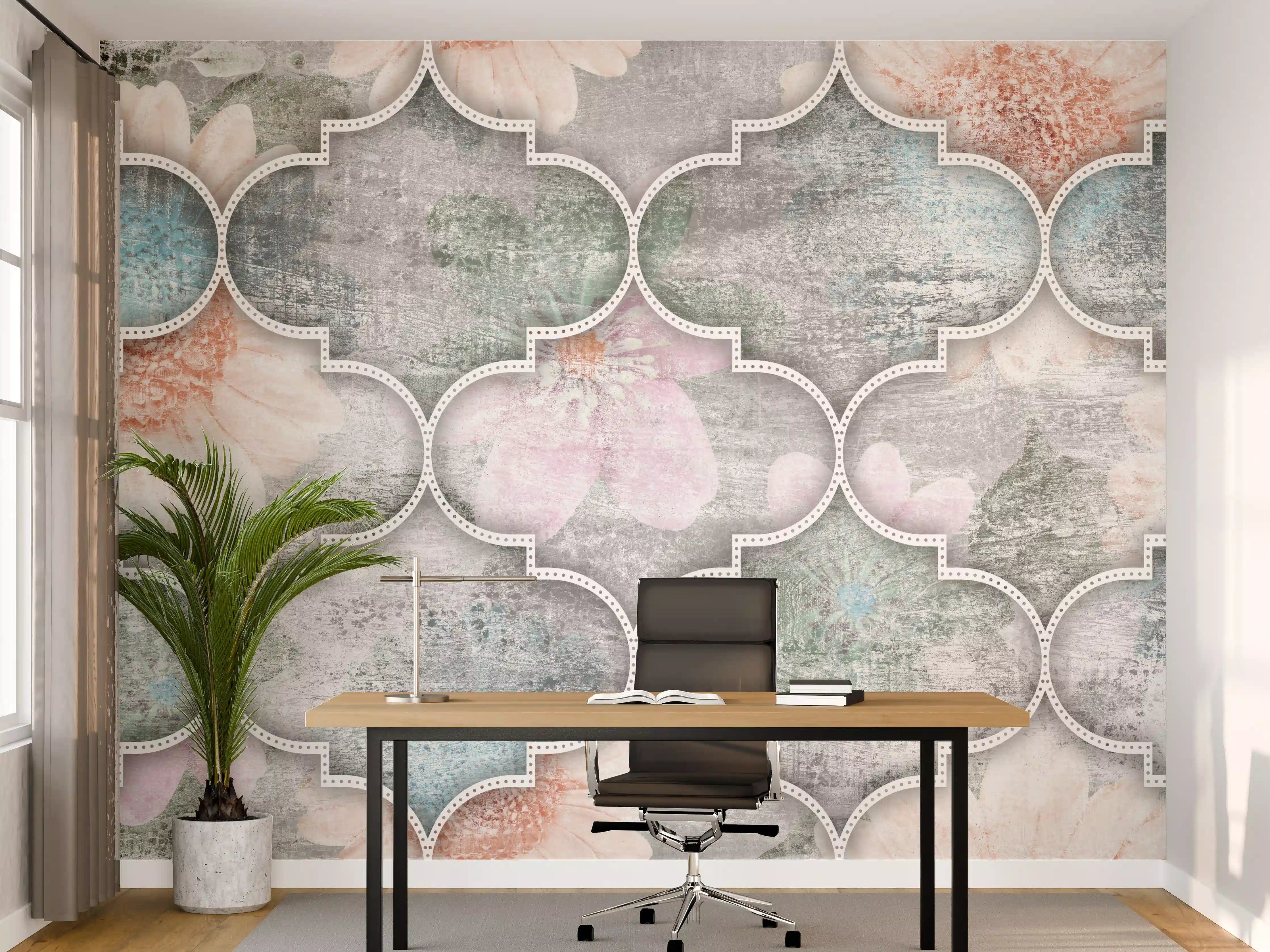 Büro Wandgestaltung - Helles Kunstmuster - Floral