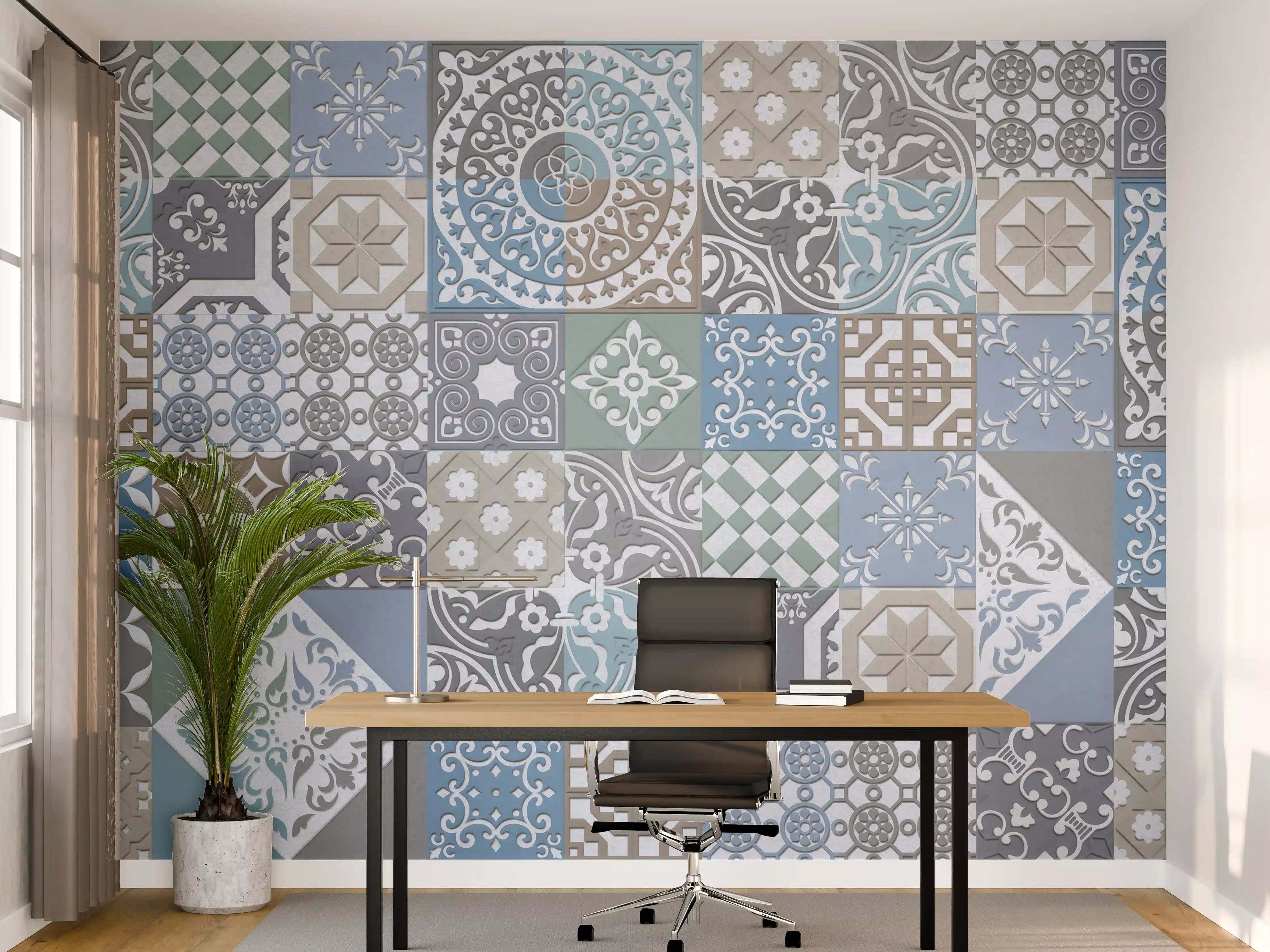 Büro Wandgestaltung - Helles Muster aus bunten Fliesen