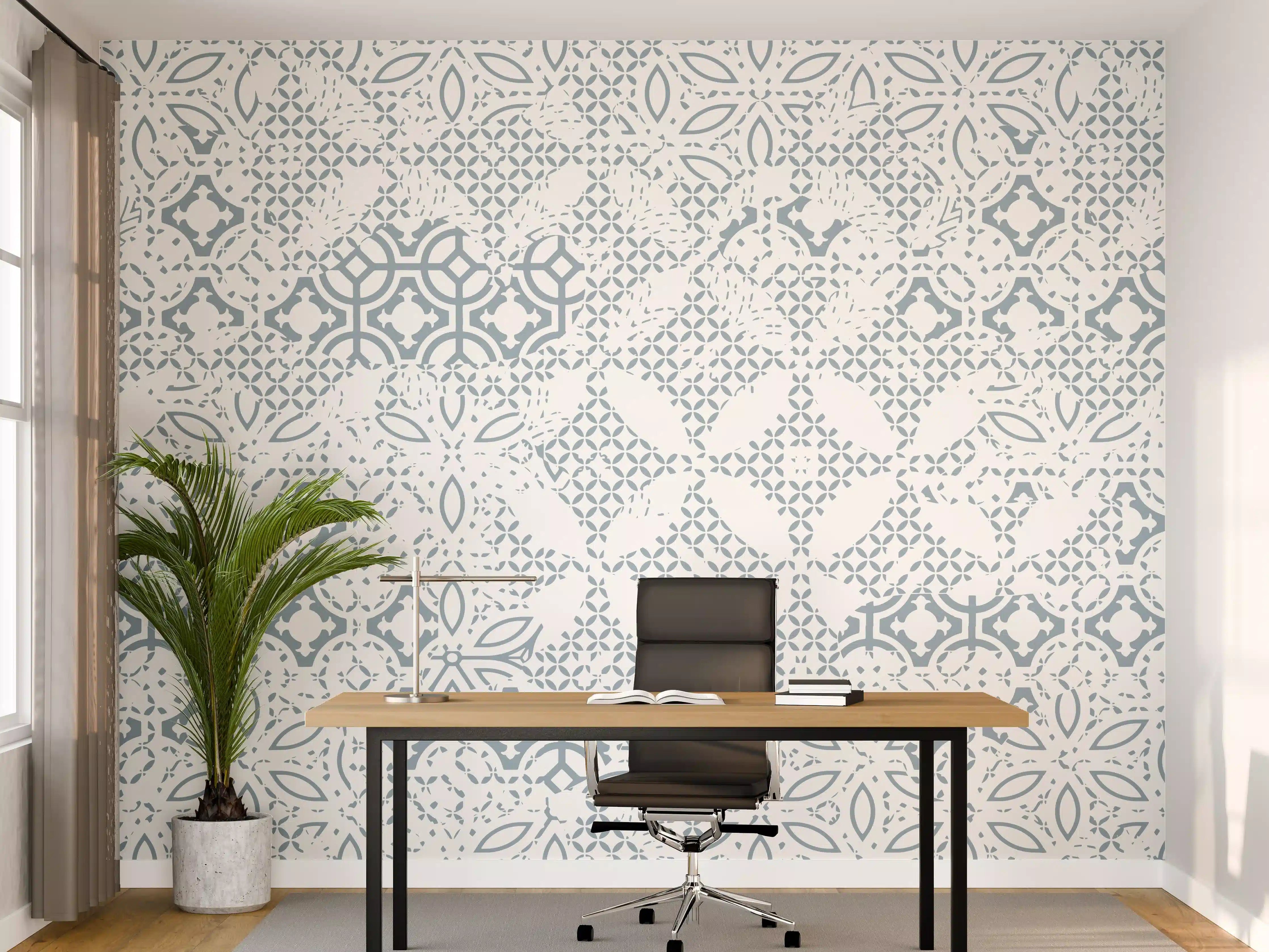Büro Wandgestaltung - Helles Waben-Muster in Blau und Weiß