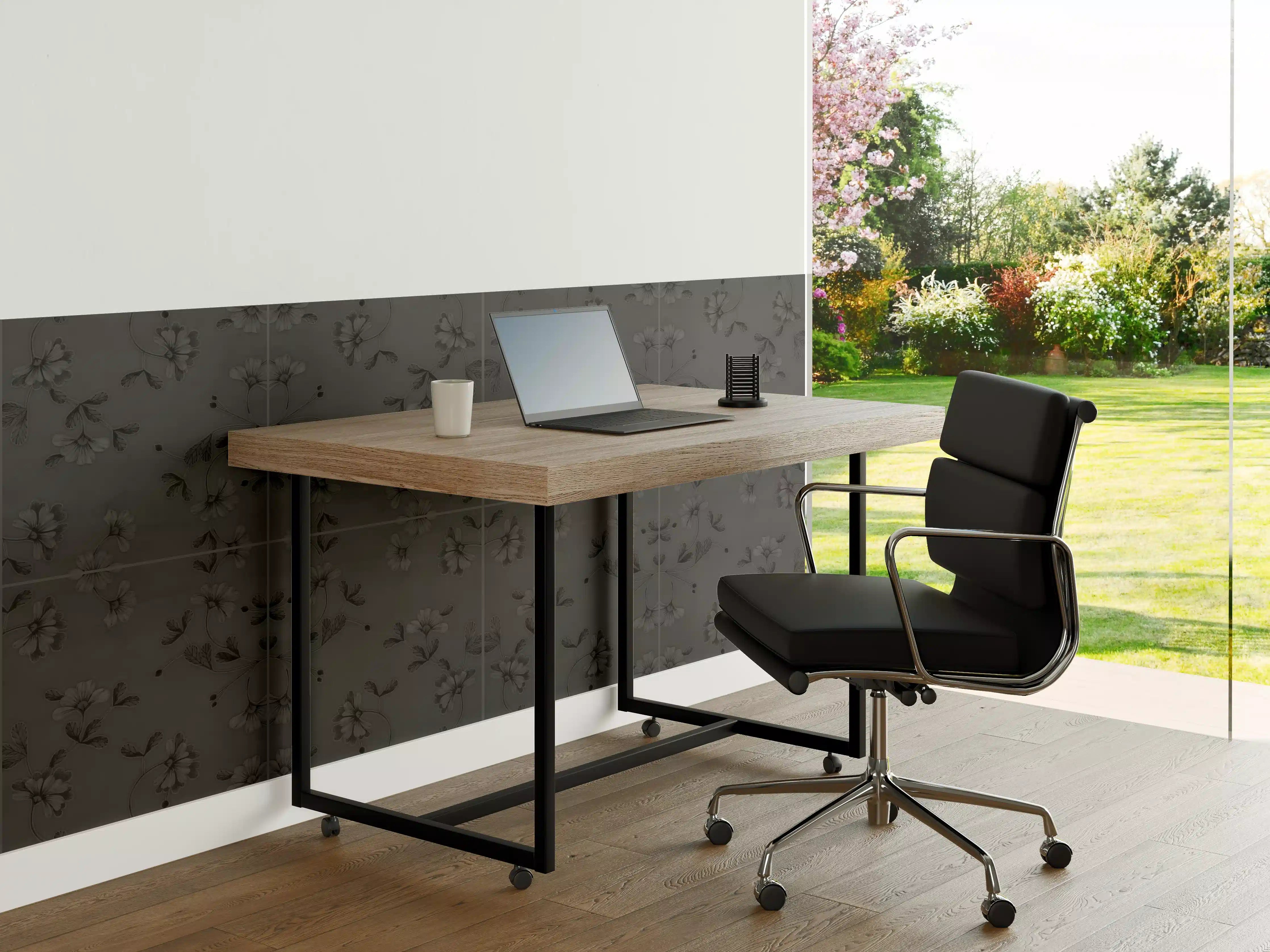 Büro Wandgestaltung - Hellgraue blumenförmige Fliesen