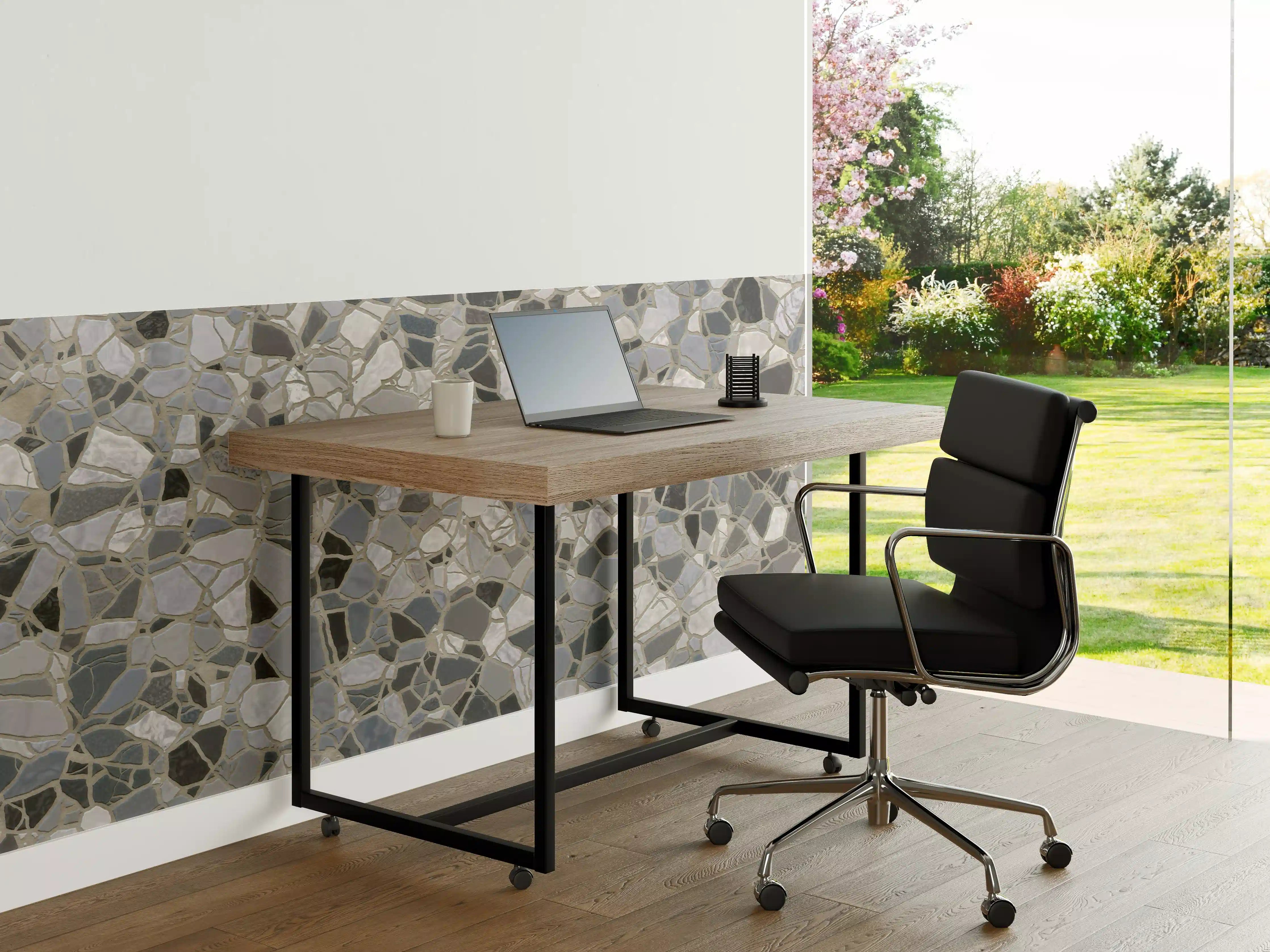 Büro Wandgestaltung - Hellgraues Marmormuster mit Weißakzenten