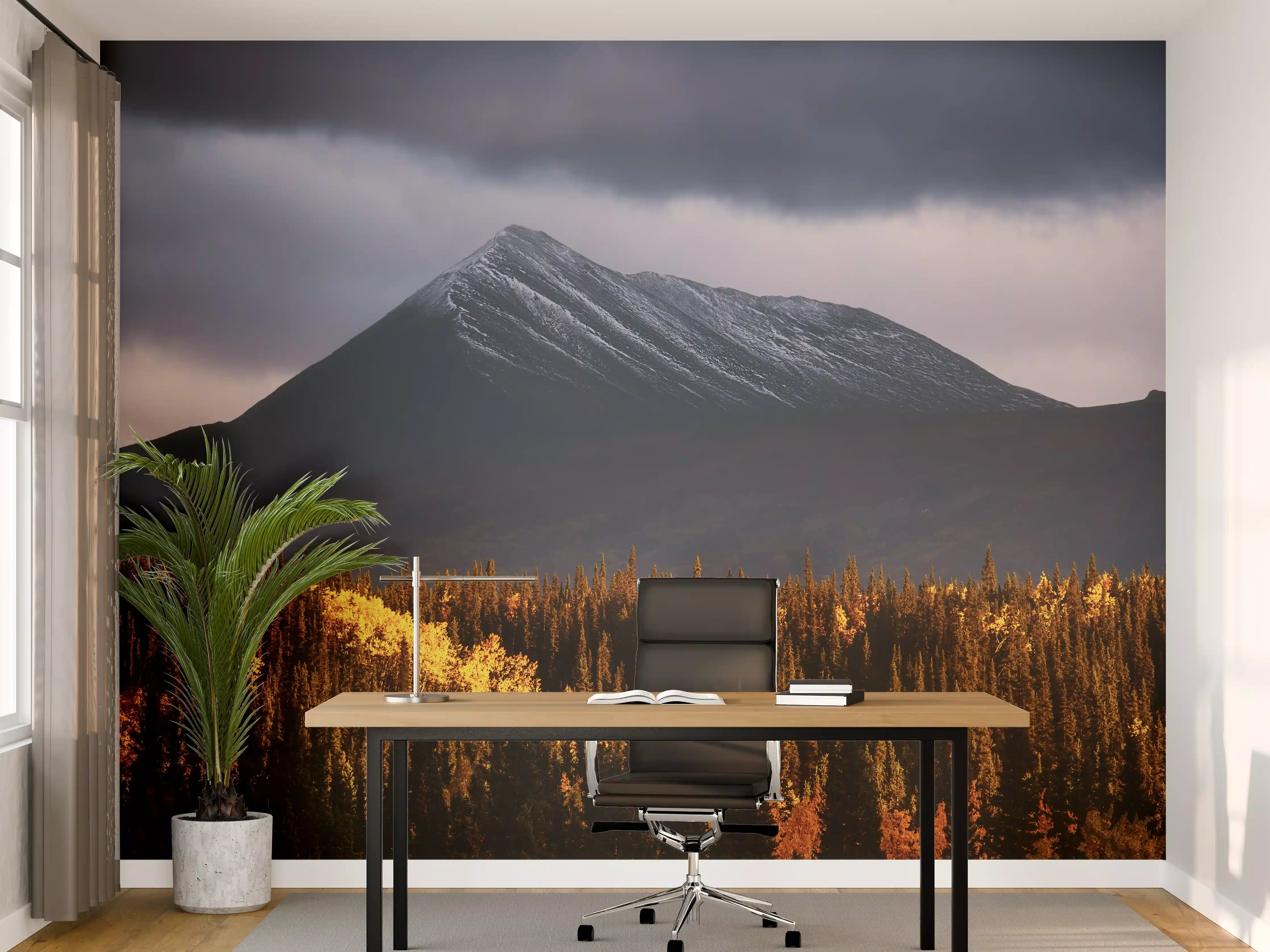 Büro Wandgestaltung - Herbst Berge Wald Lichtspiel