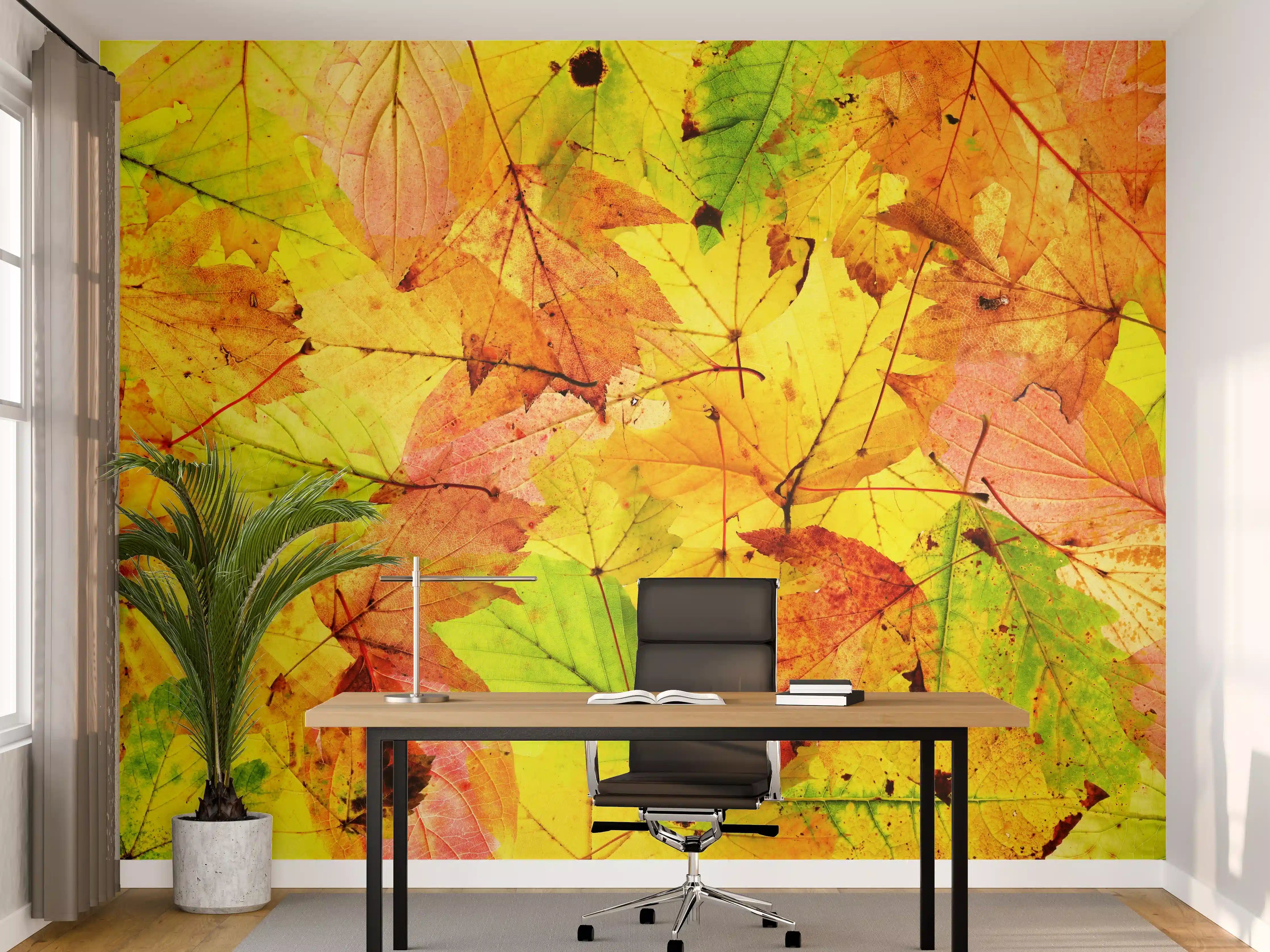 Büro Wandgestaltung - Herbstblätter Hintergrund