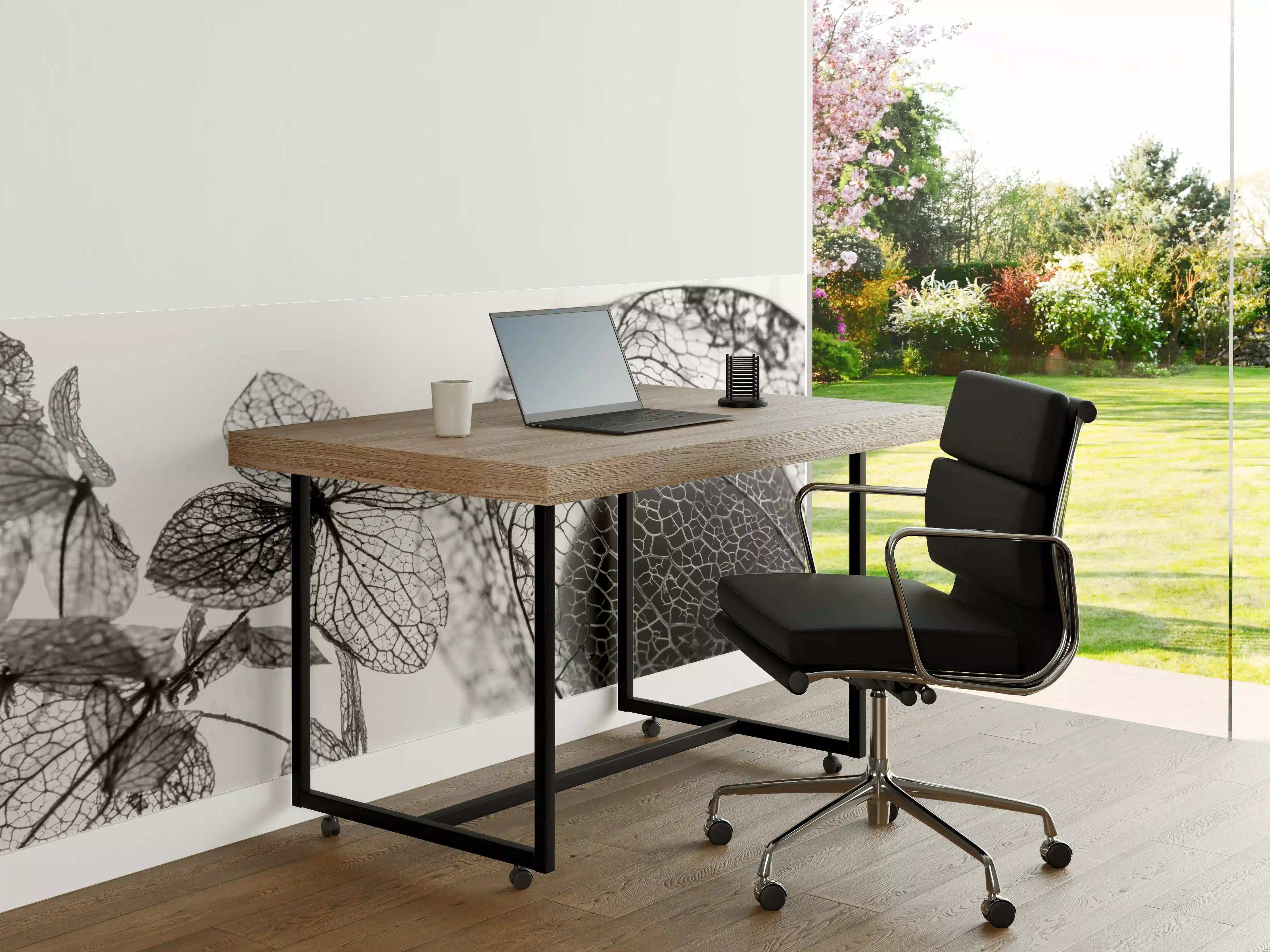 Büro Wandgestaltung - Herbstlaub-Struktur Weiß-Grau