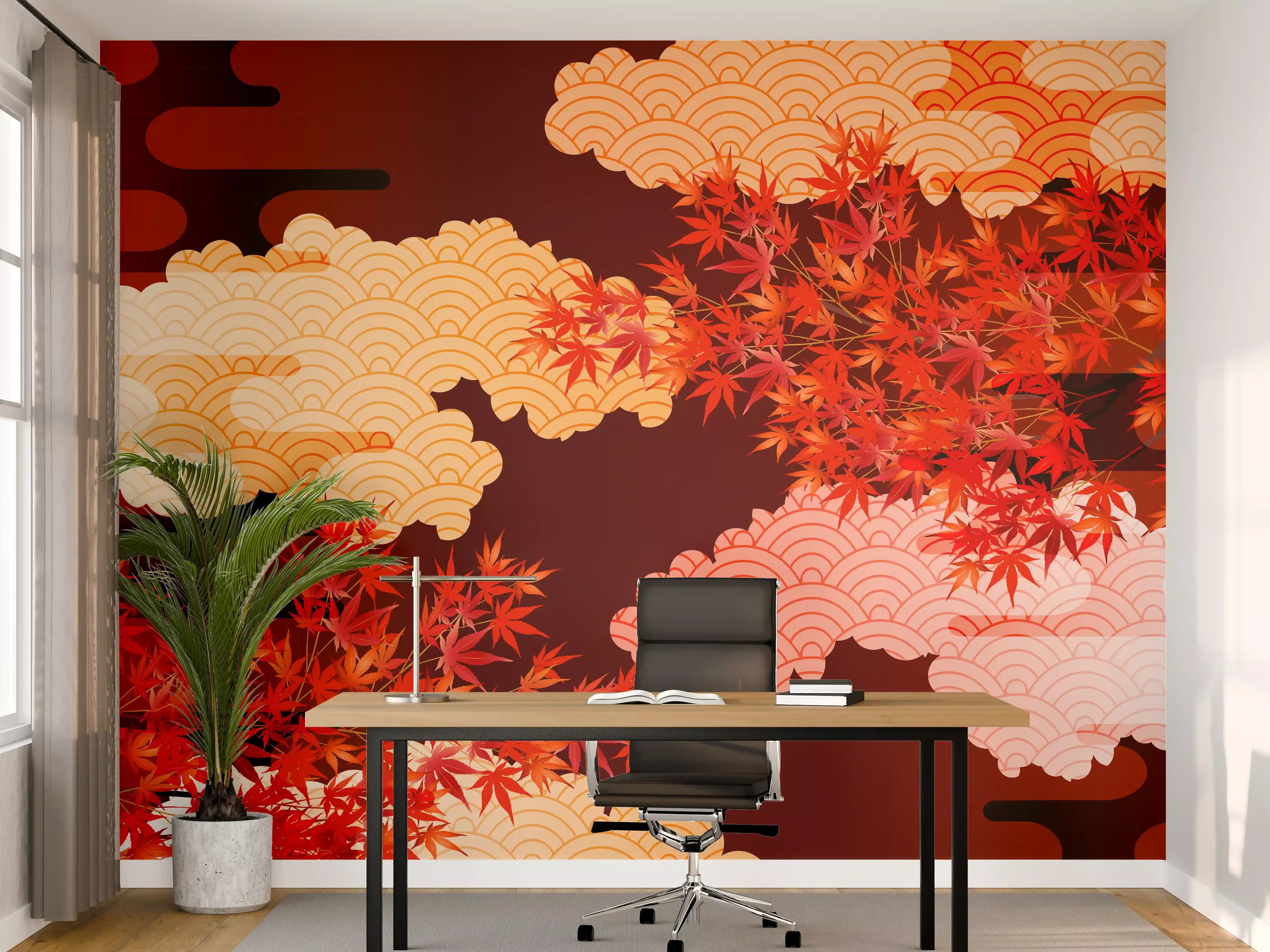 Büro Wandgestaltung - Herbstliche Ahornblätter-Muster