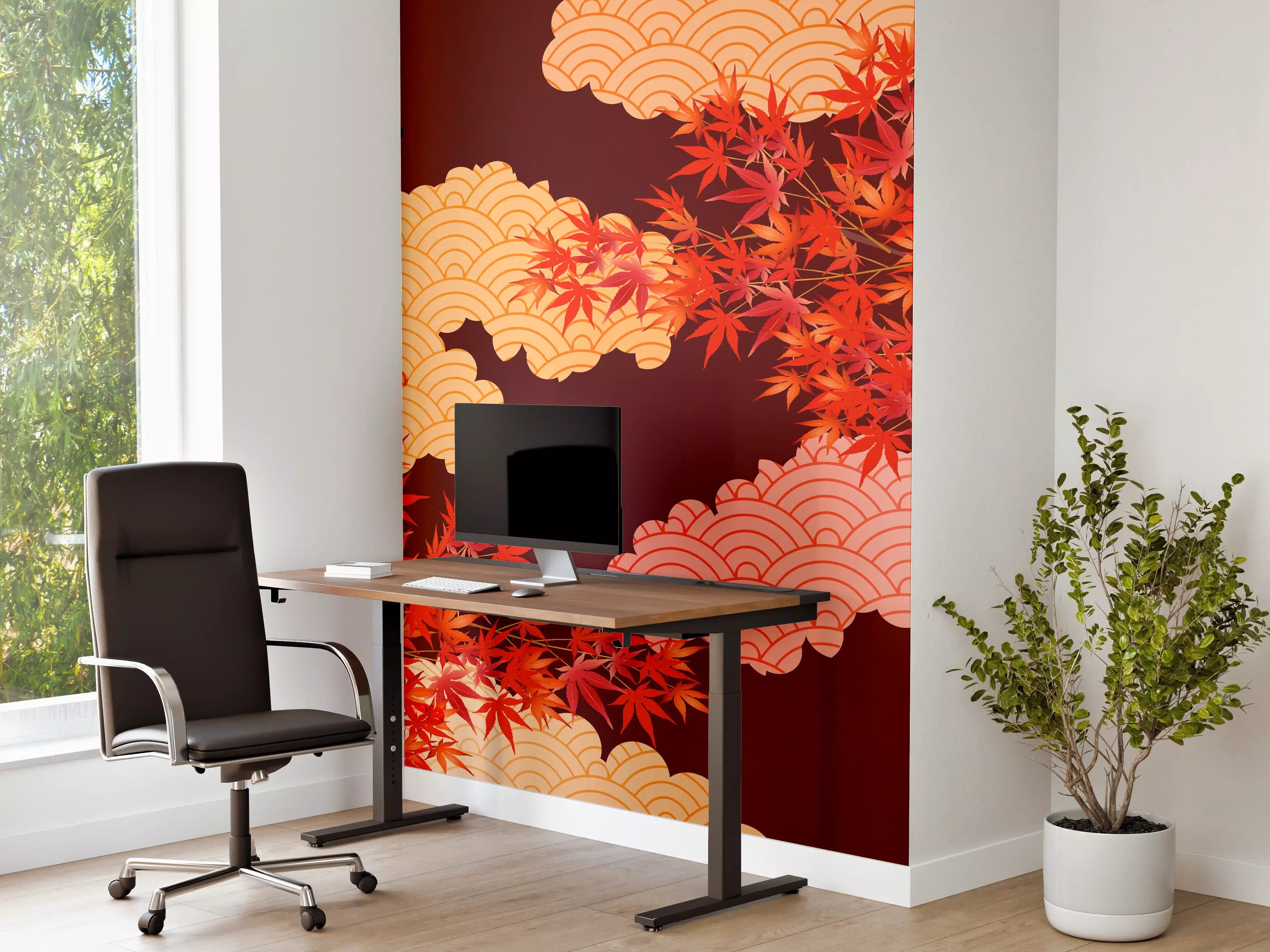 Büro Wandgestaltung - Herbstliche Ahornblätter-Muster