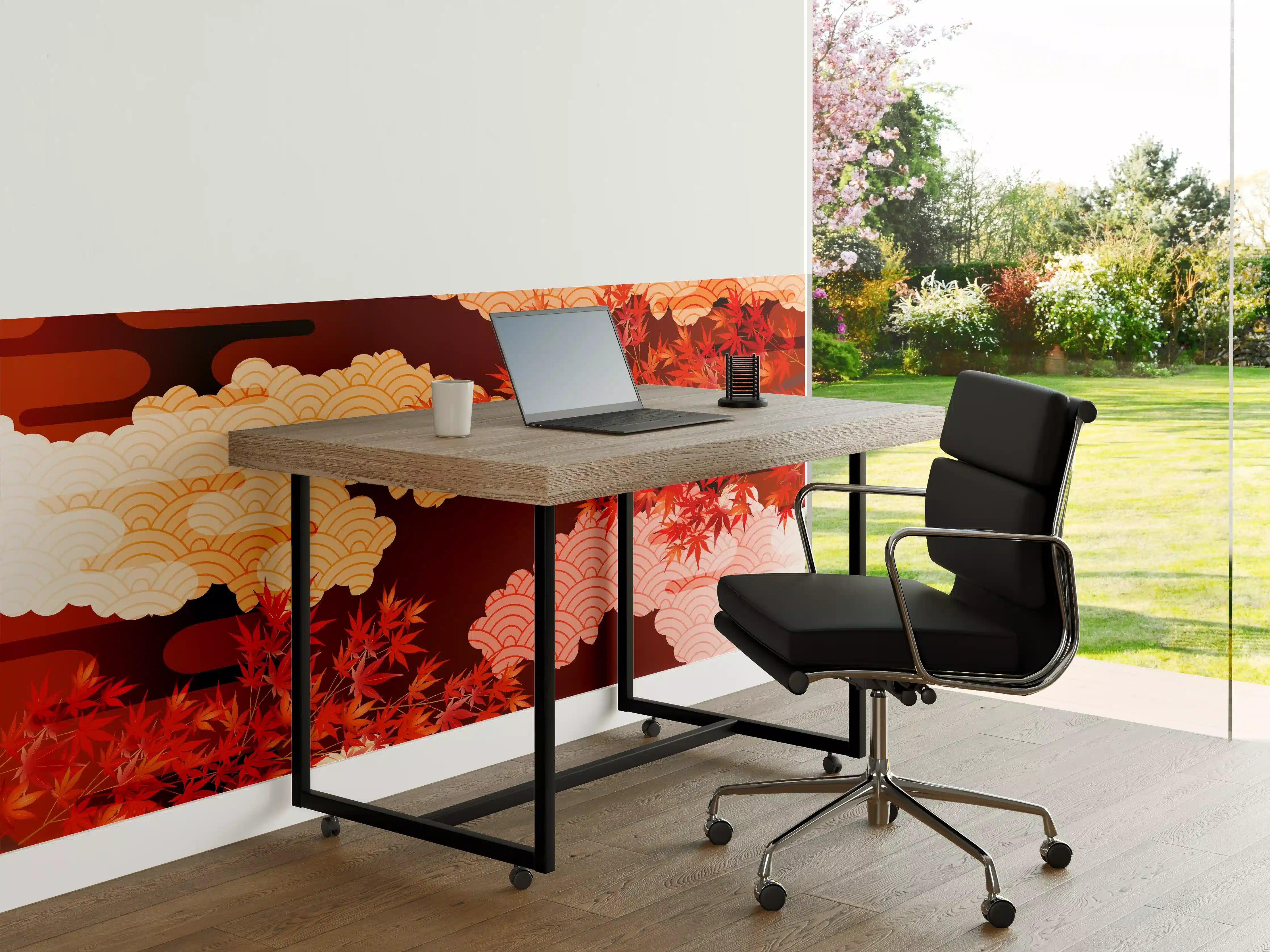 Büro Wandgestaltung - Herbstliche Ahornblätter-Muster