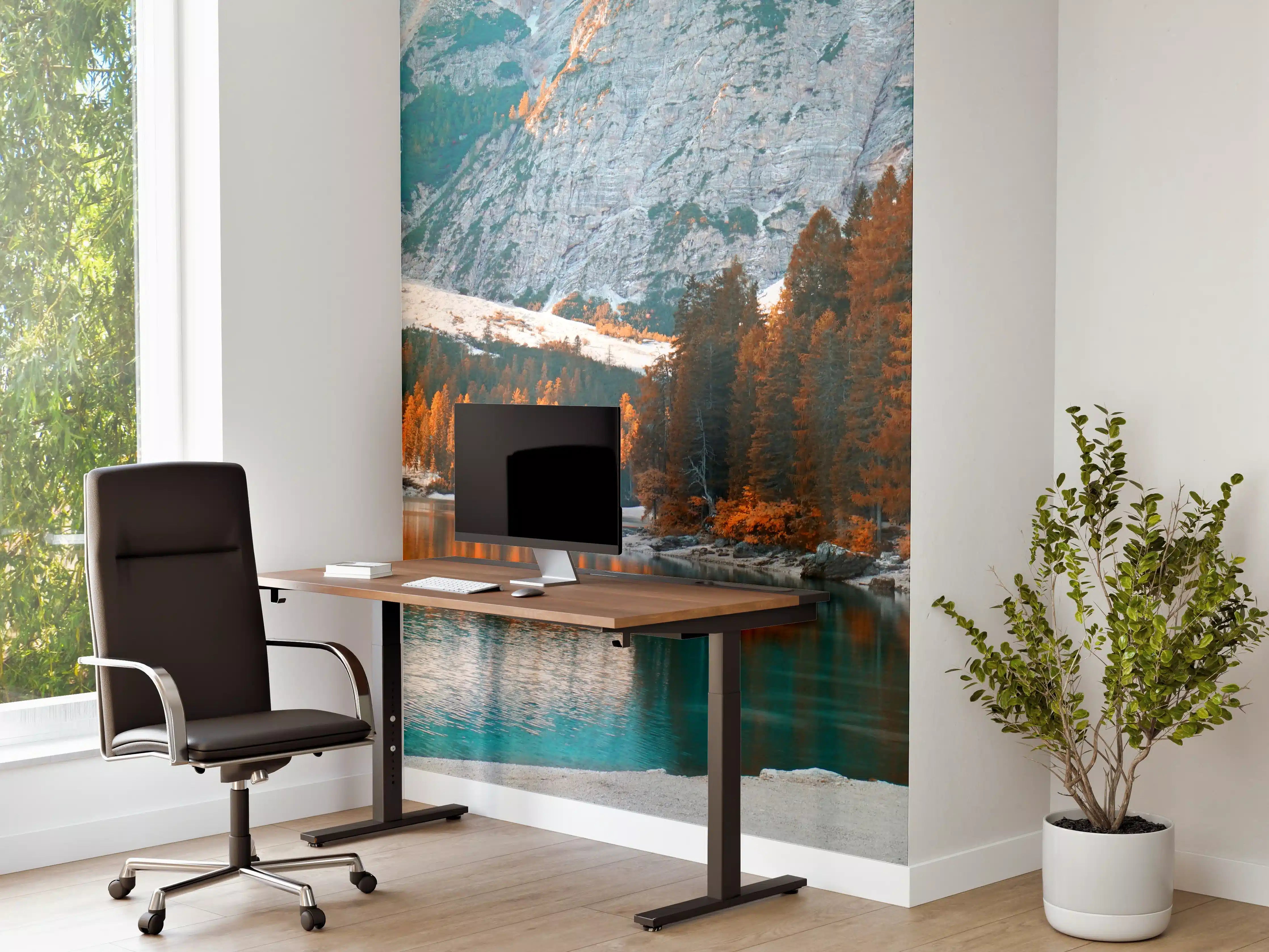 Büro Wandgestaltung - Herbstliche Bergsee-Landschaft