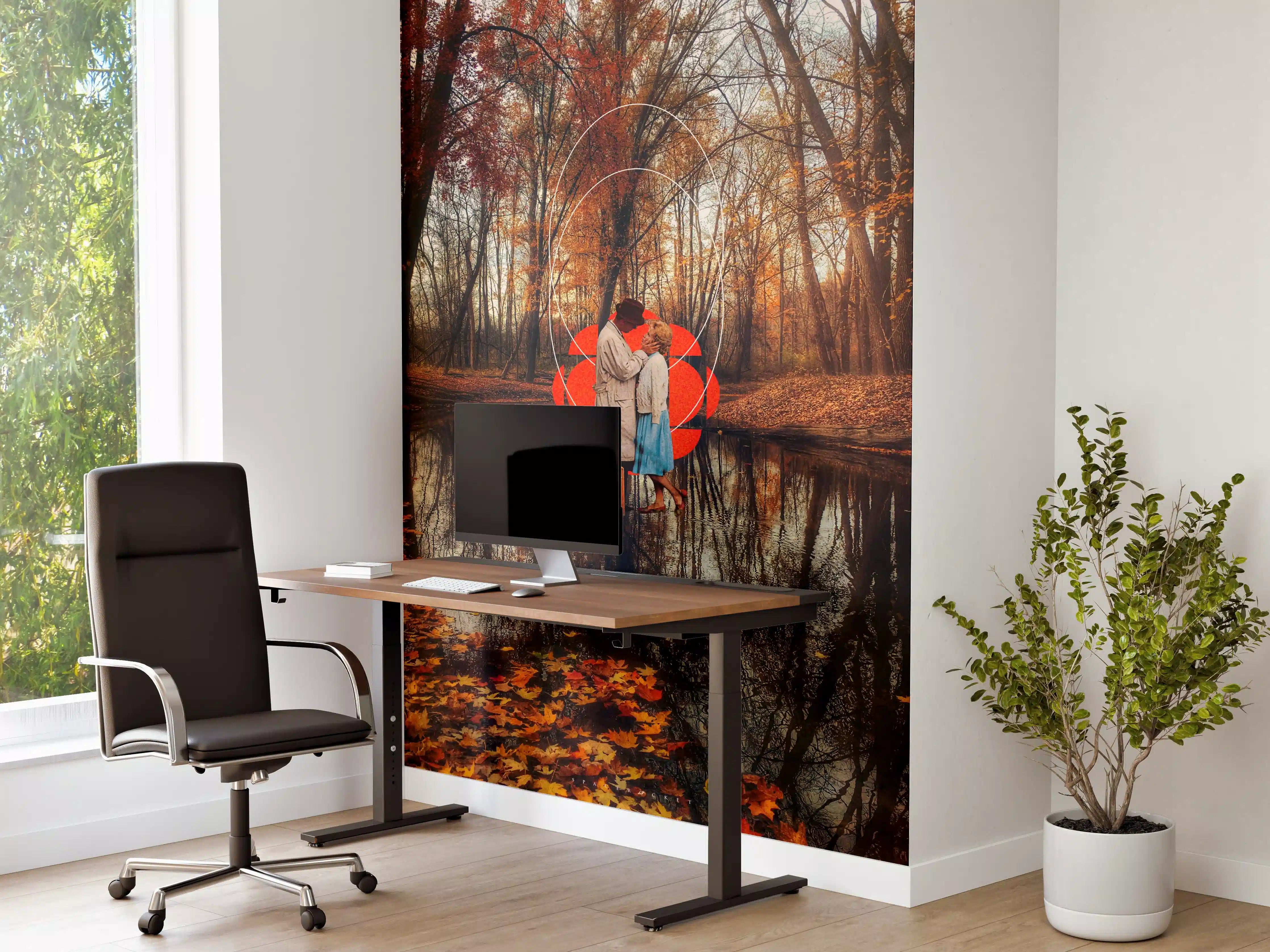 Büro Wandgestaltung - Herbstliche Liebesgeschichte im Wald