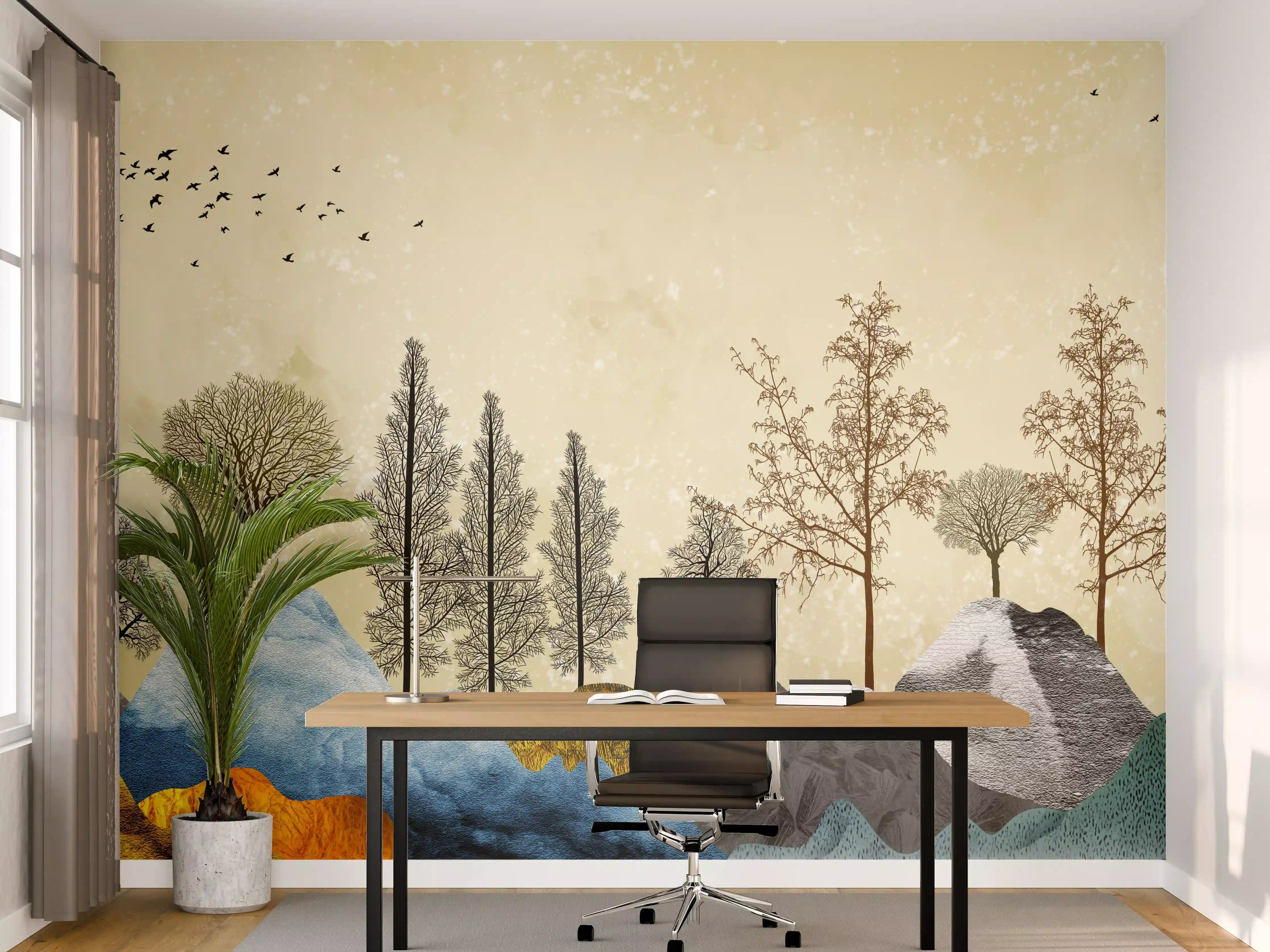 Büro Wandgestaltung - Herbstliches Gemälde