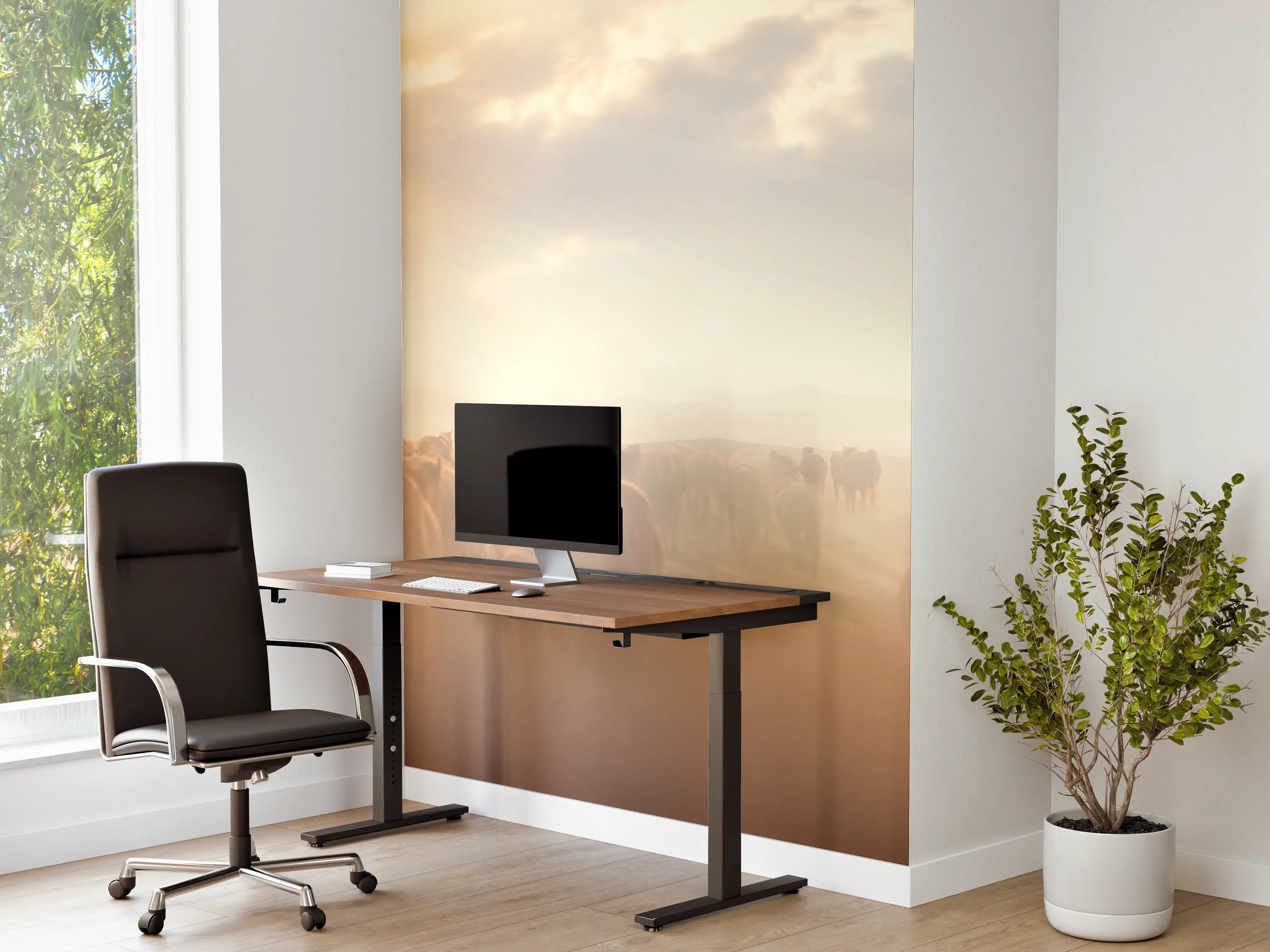 Büro Wandgestaltung - Herde Wildpferde im Sonnenuntergang
