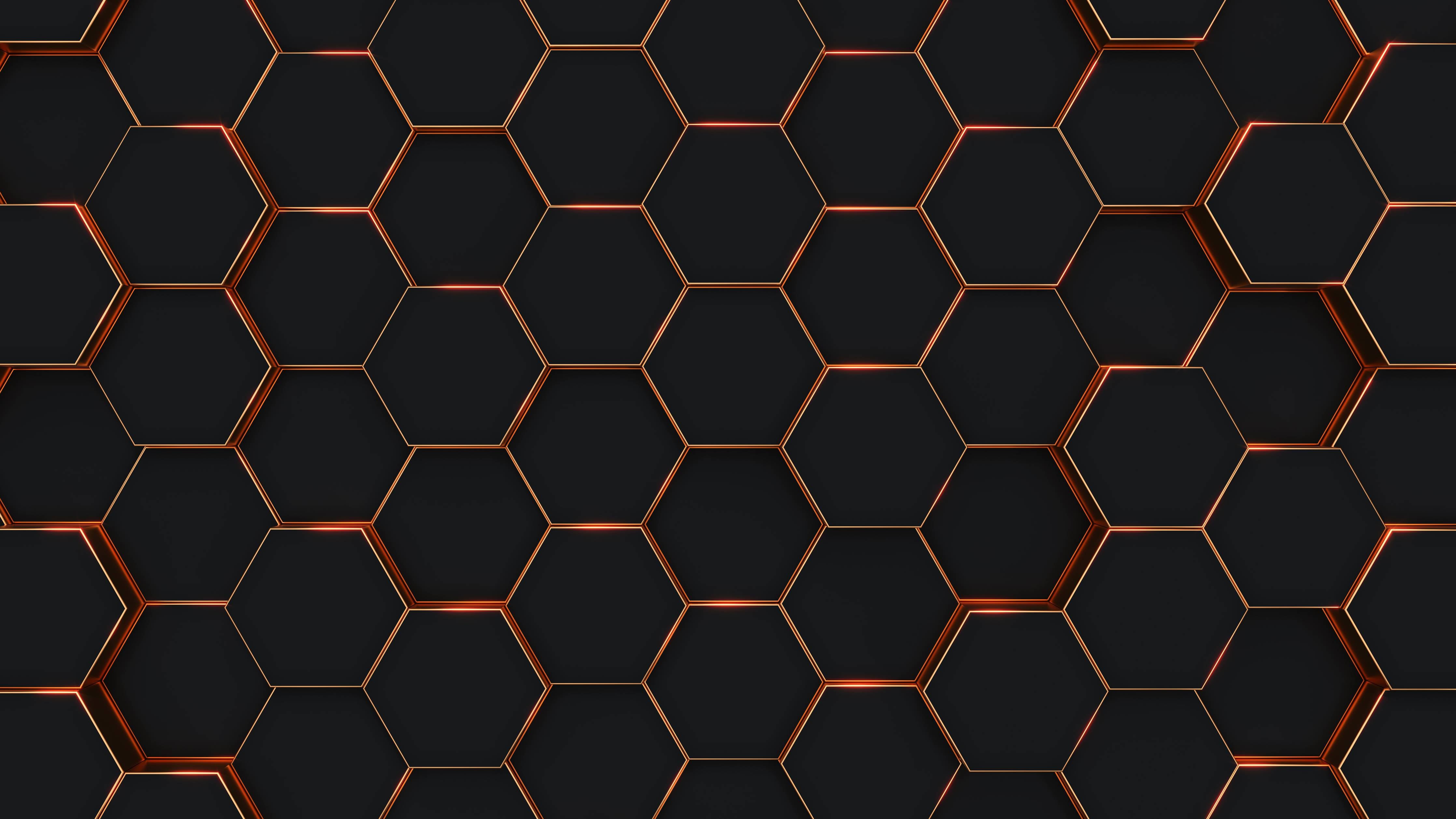 Büro Wandgestaltung-Hexagon Schwarz-Gold Muster