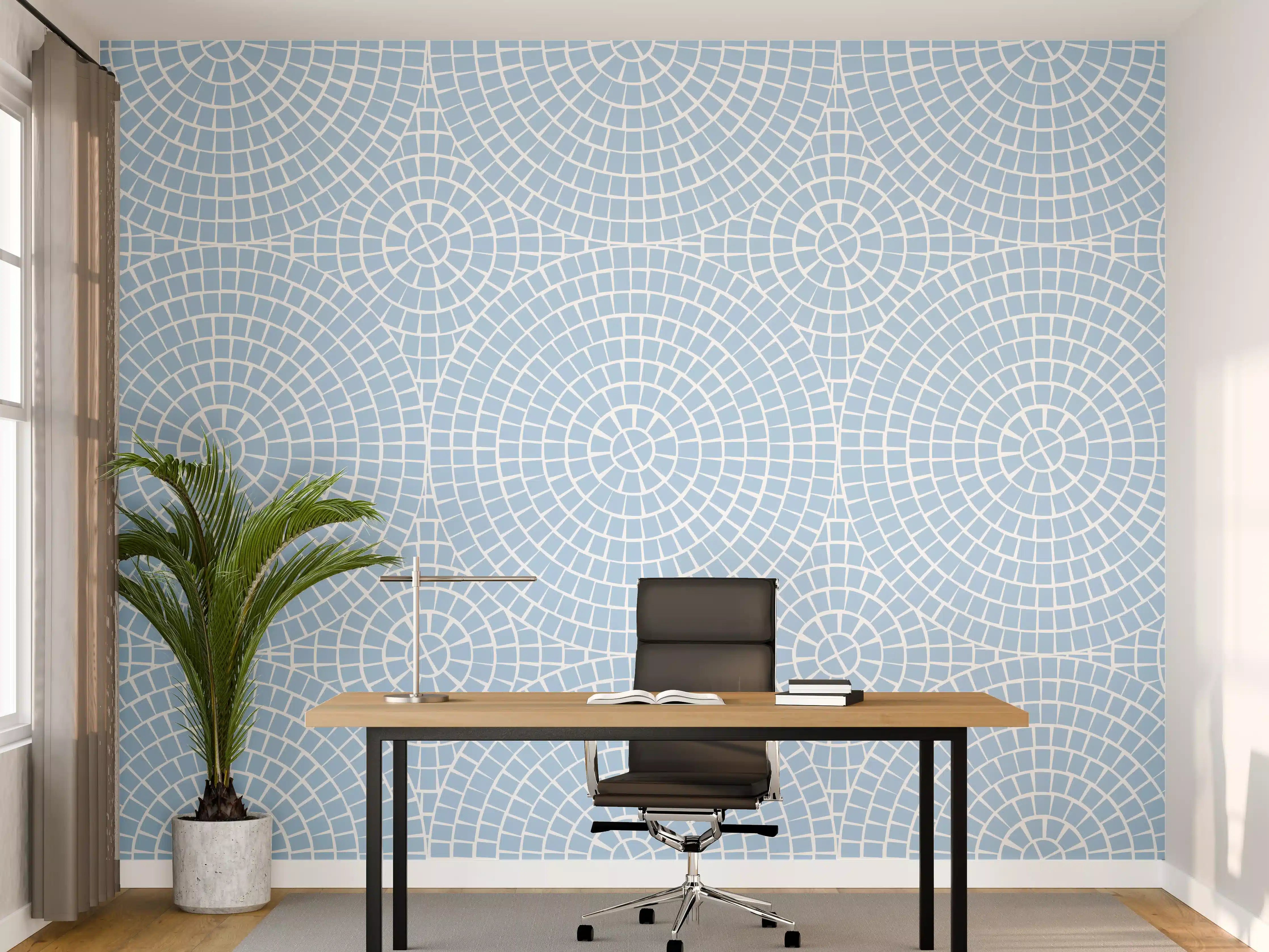 Büro Wandgestaltung - Himmelblaue Fliesen mit Mosaik-Design