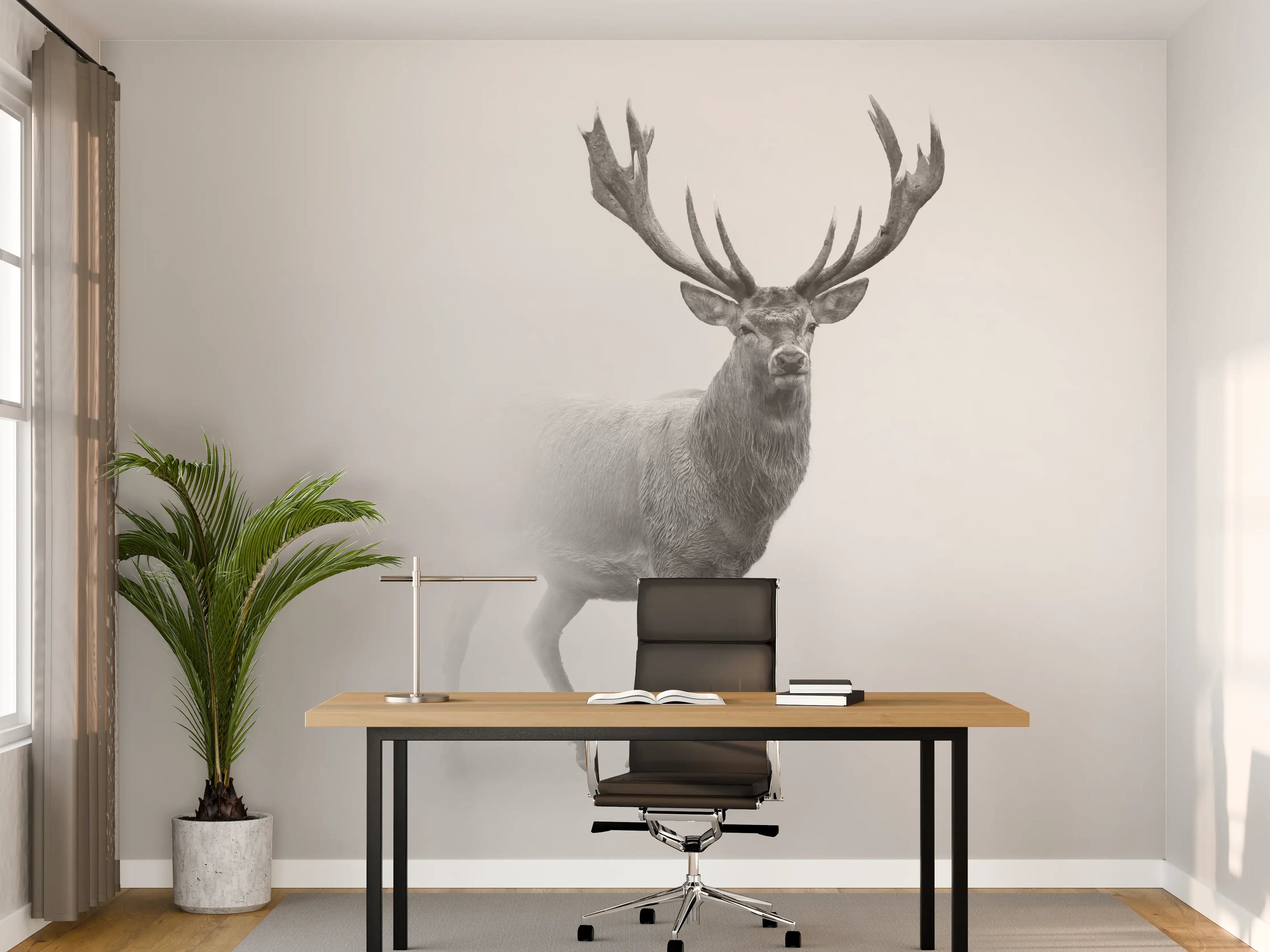 Büro Wandgestaltung - Hirsch Graustufenbild