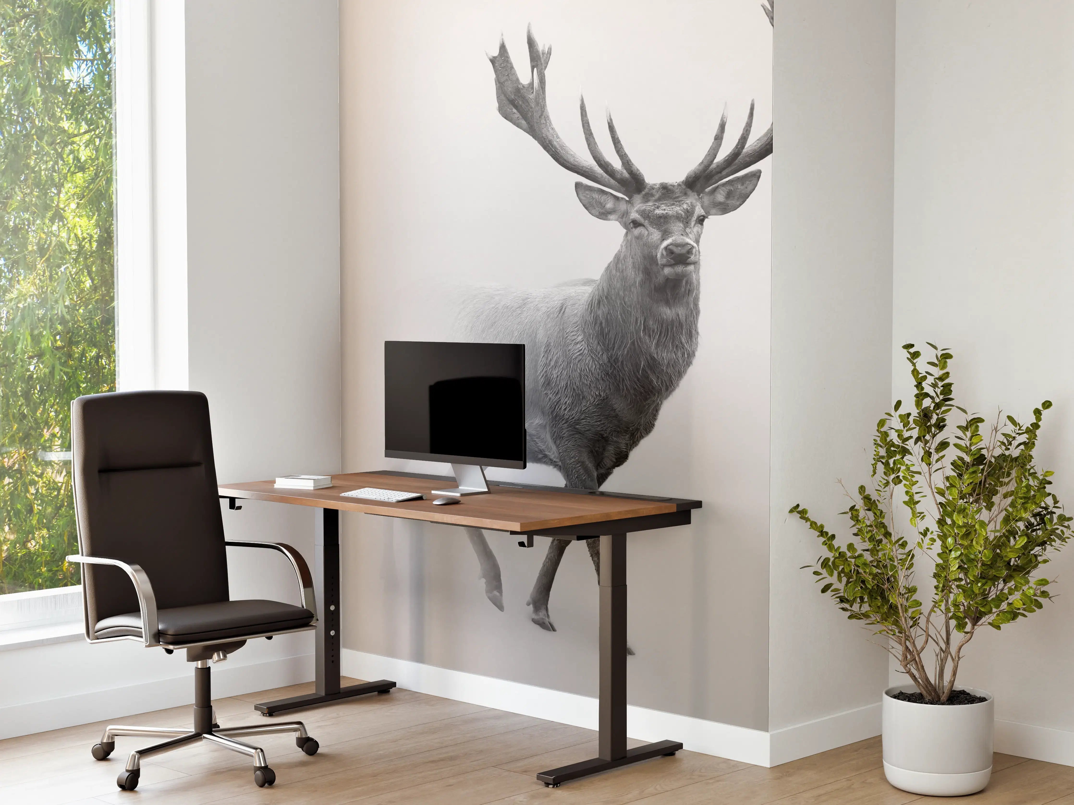 Büro Wandgestaltung - Hirsch Graustufenbild