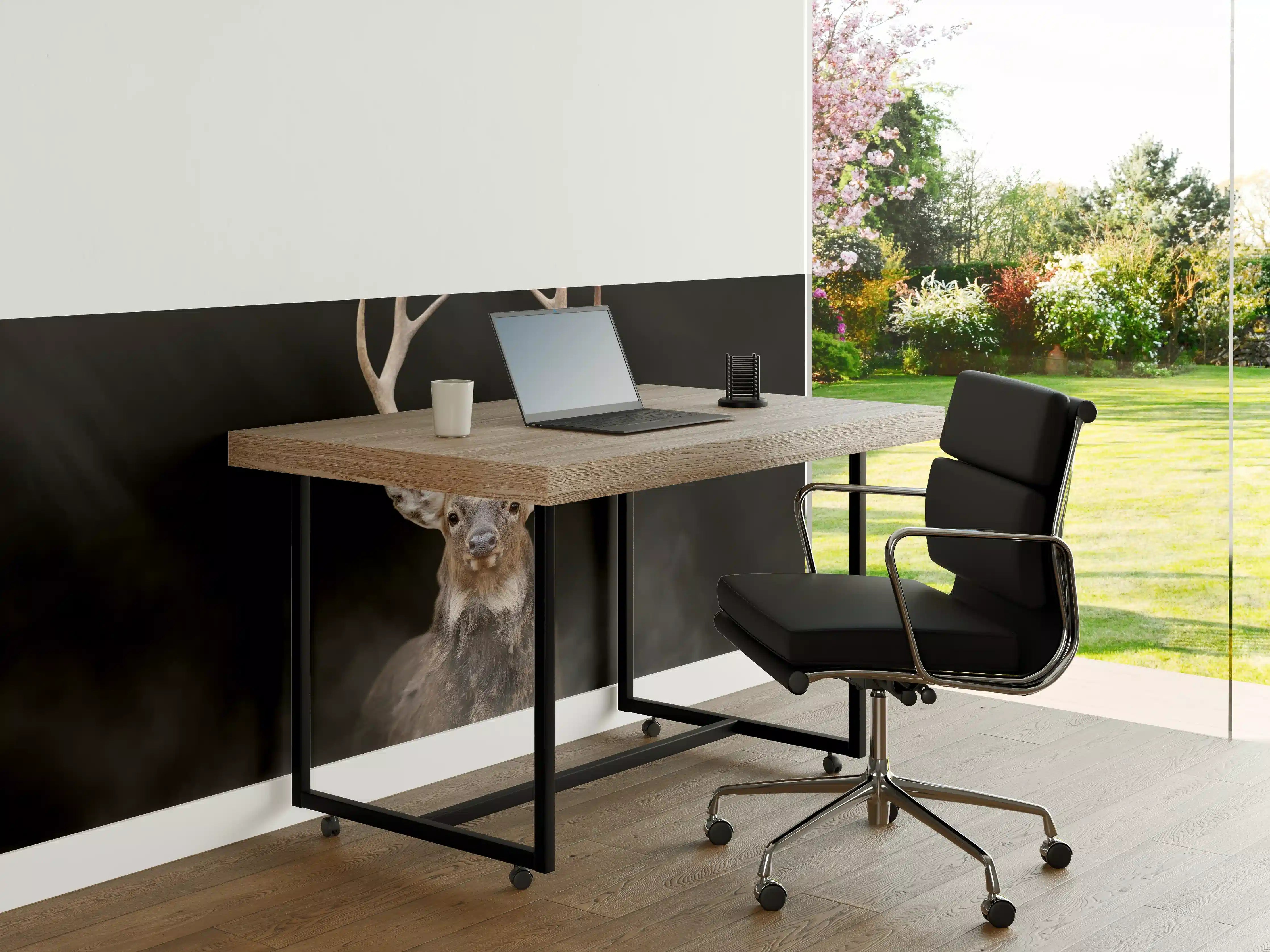 Büro Wandgestaltung - Hirsch frontal im Nebel