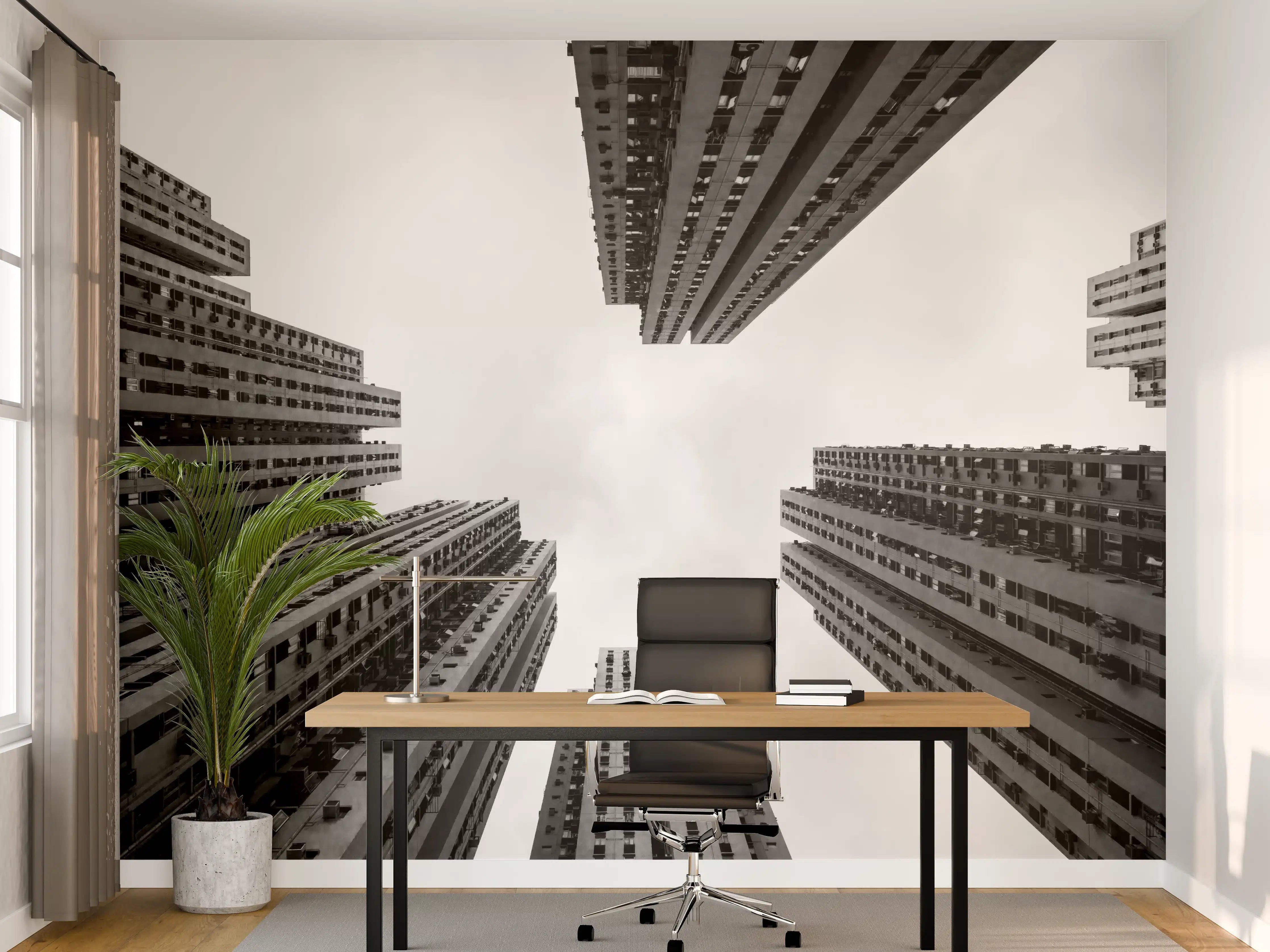 Büro Wandgestaltung - Hochhäuser - Schwarz-weiß