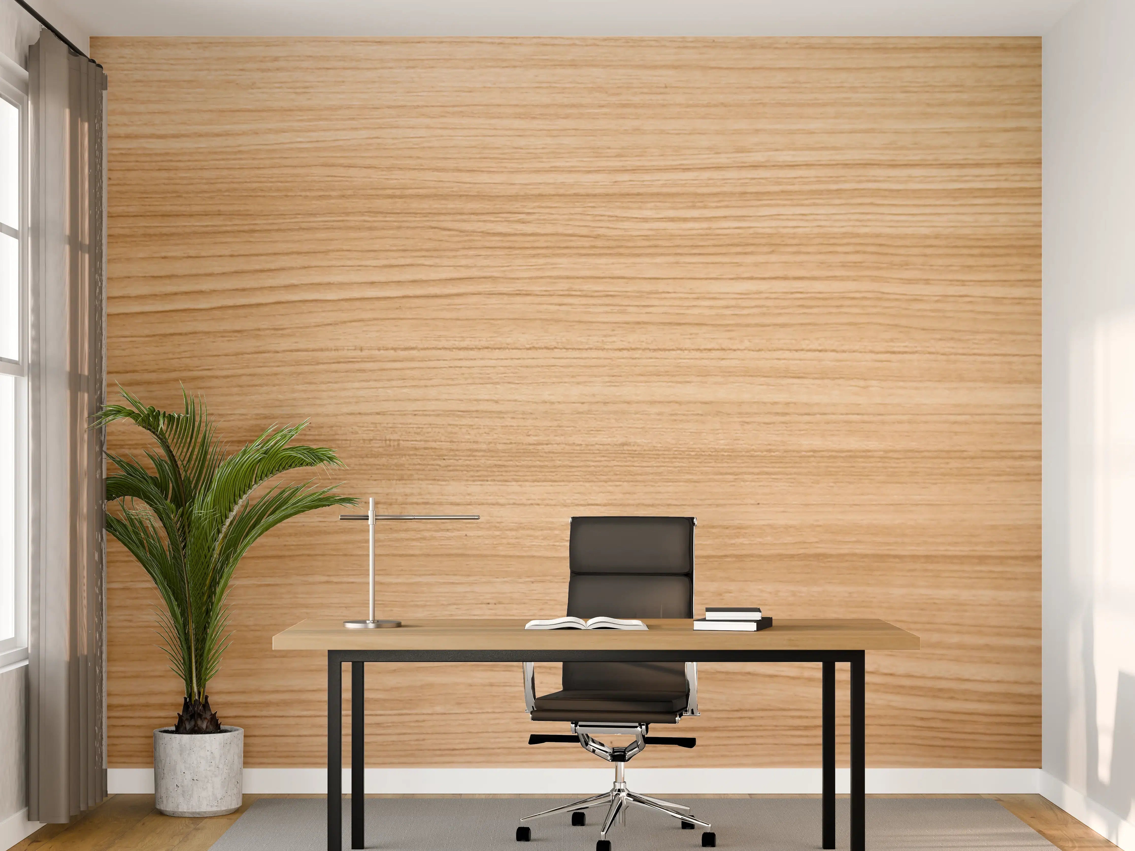 Büro Wandgestaltung - Hölzerne Planken in natürlichem Farbton