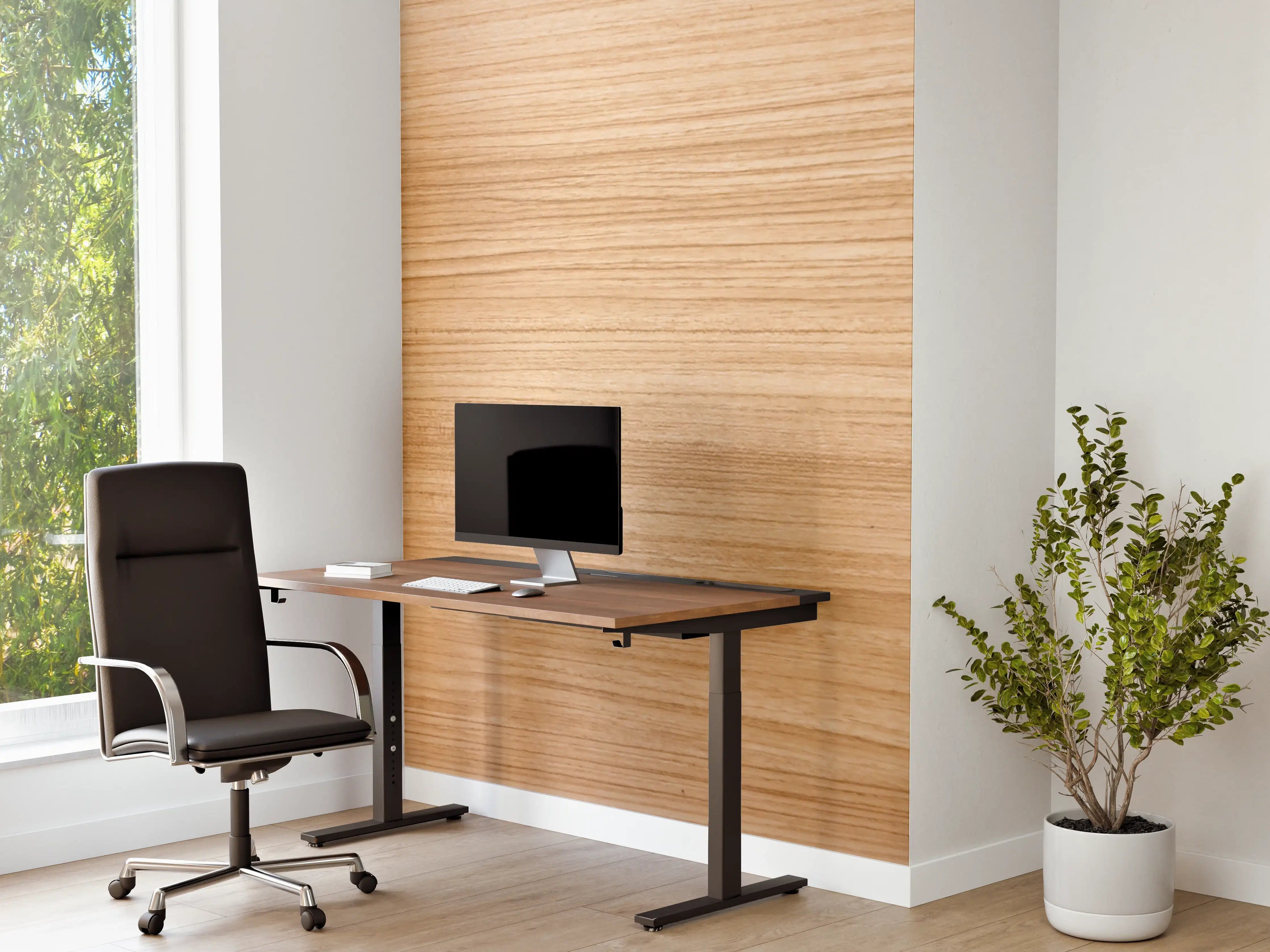 Büro Wandgestaltung - Hölzerne Planken in natürlichem Farbton
