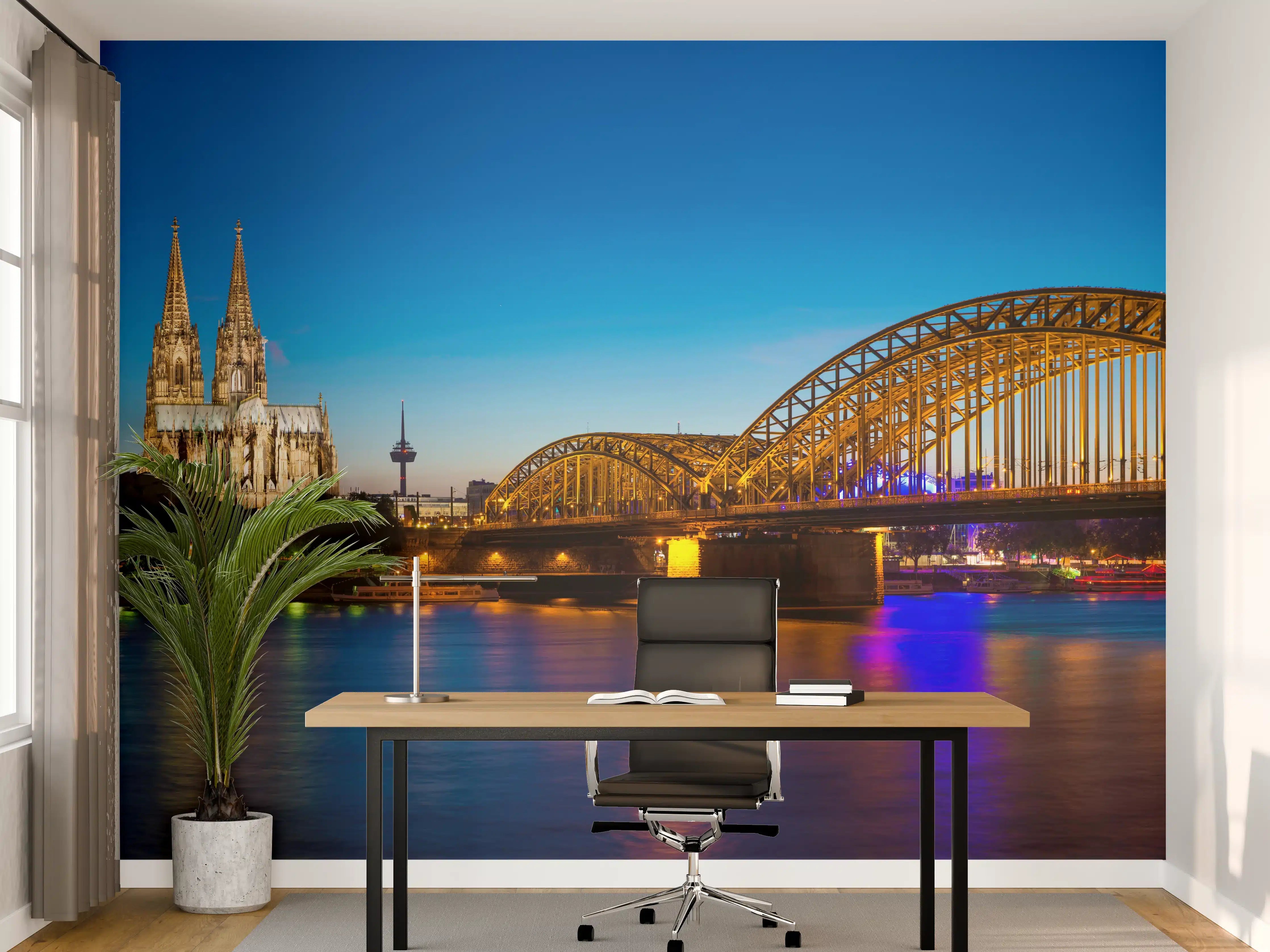 Büro Wandgestaltung - Hohenzollern Brücke Köln in der Nacht