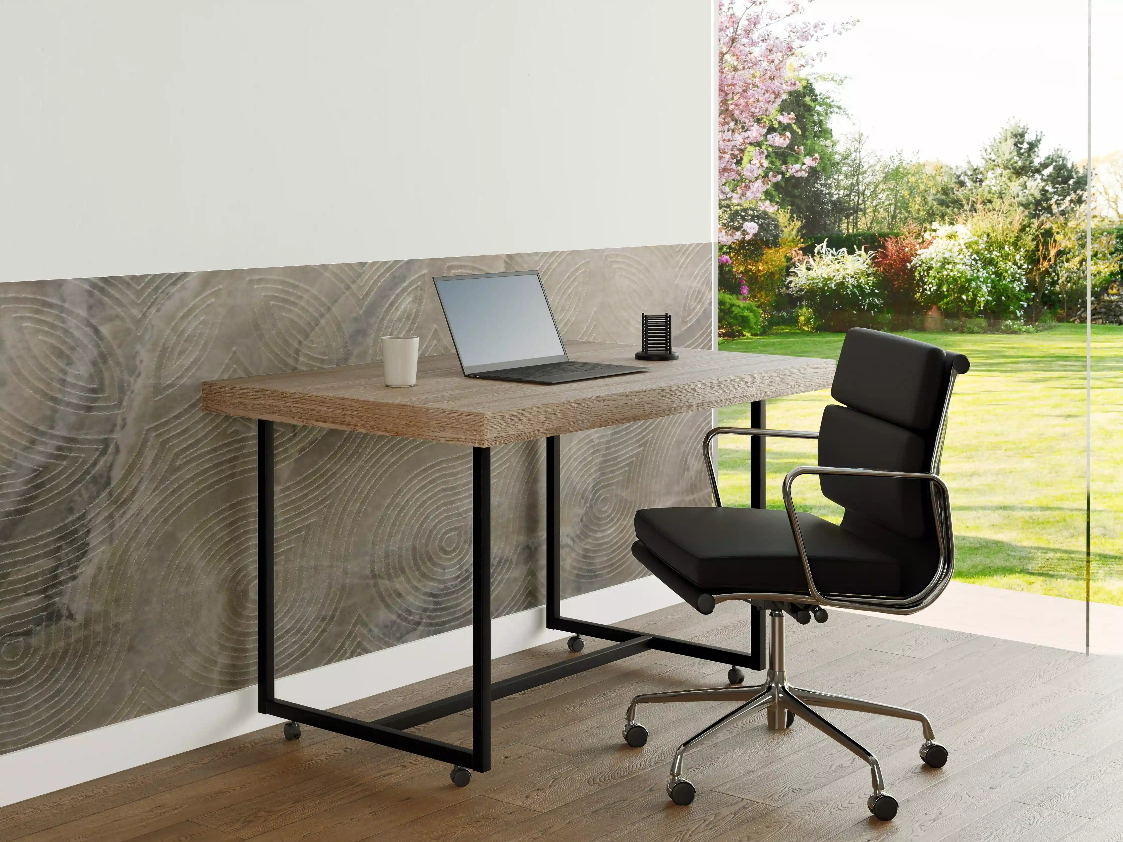 Büro Wandgestaltung - Holzmaserung mit Rillenstruktur in Grautönen