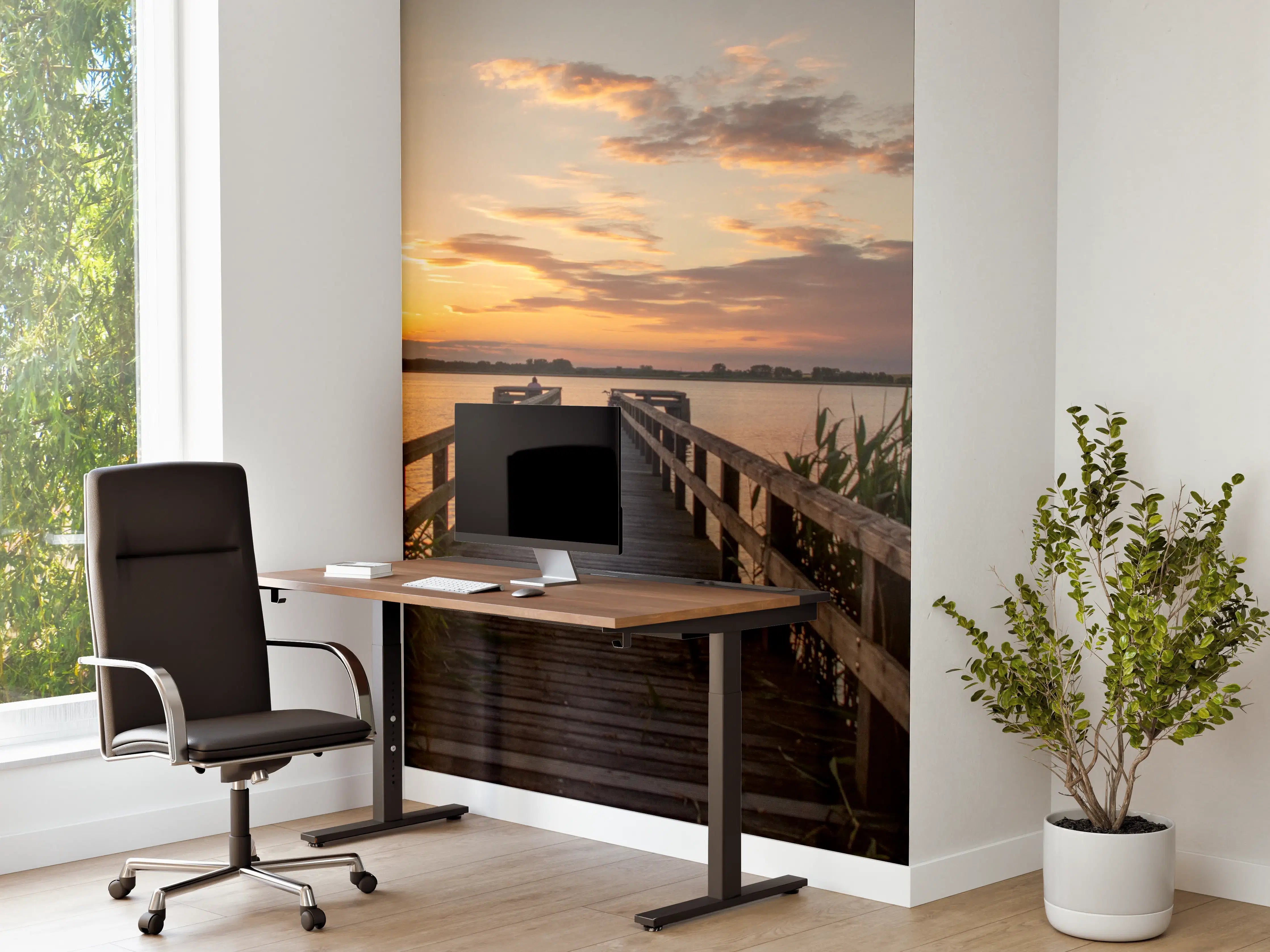 Büro Wandgestaltung - Holzsteg am Abend - Teterower See