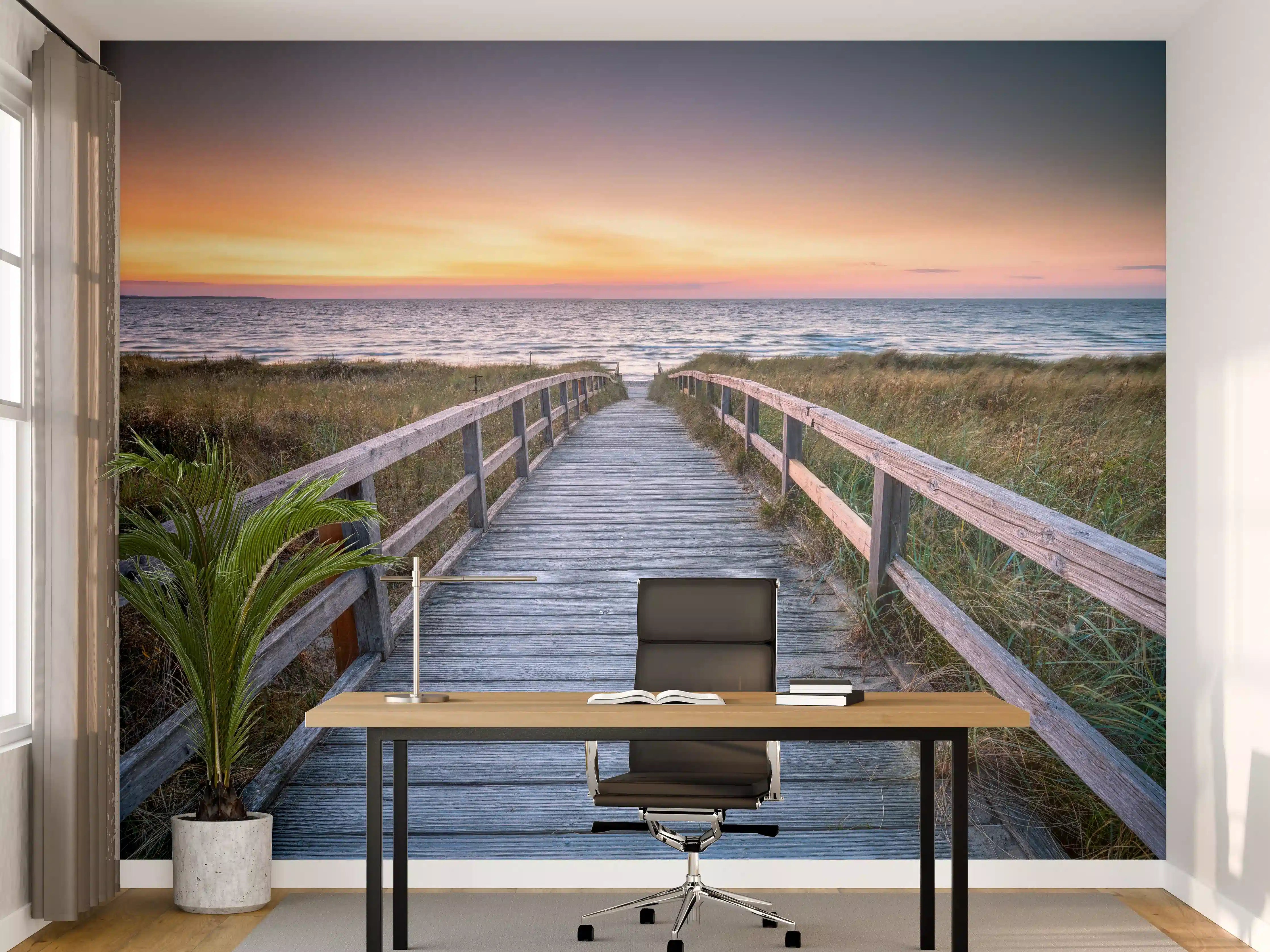 Büro Wandgestaltung - Holzsteg am Strand