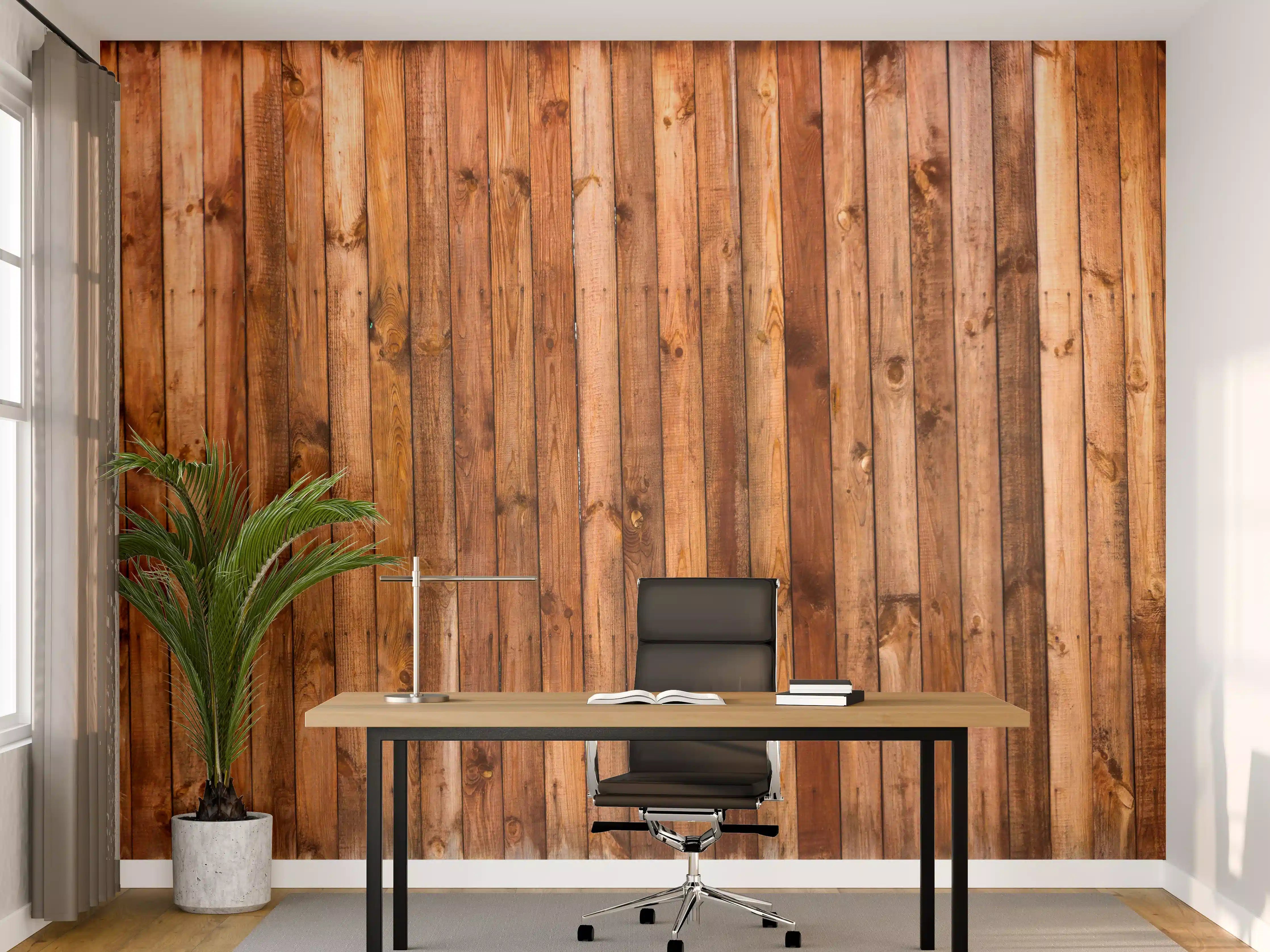 Büro Wandgestaltung - Holzstruktur Planken Panorama
