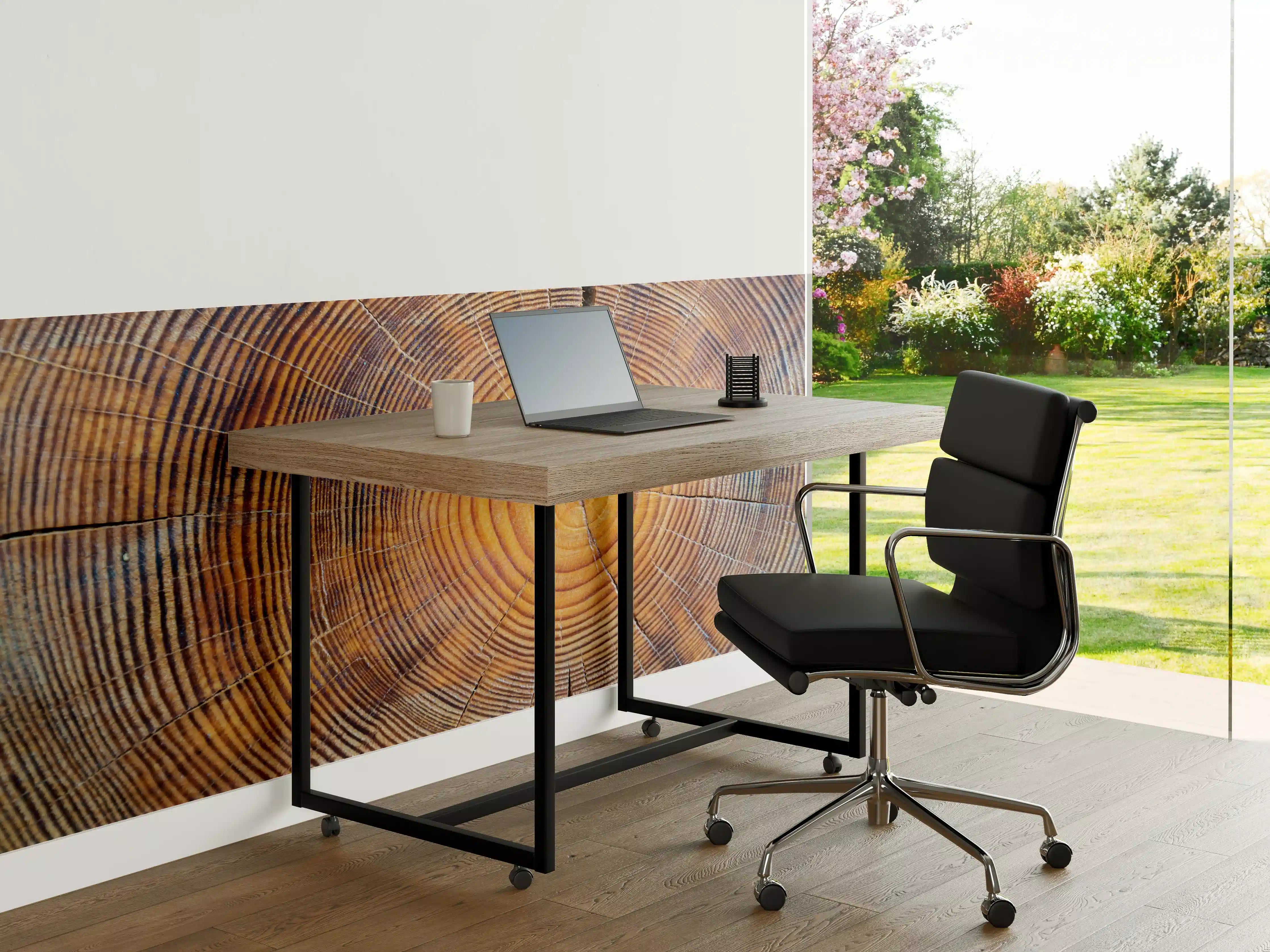 Büro Wandgestaltung - Holzstruktur mit natürlichen Ringen