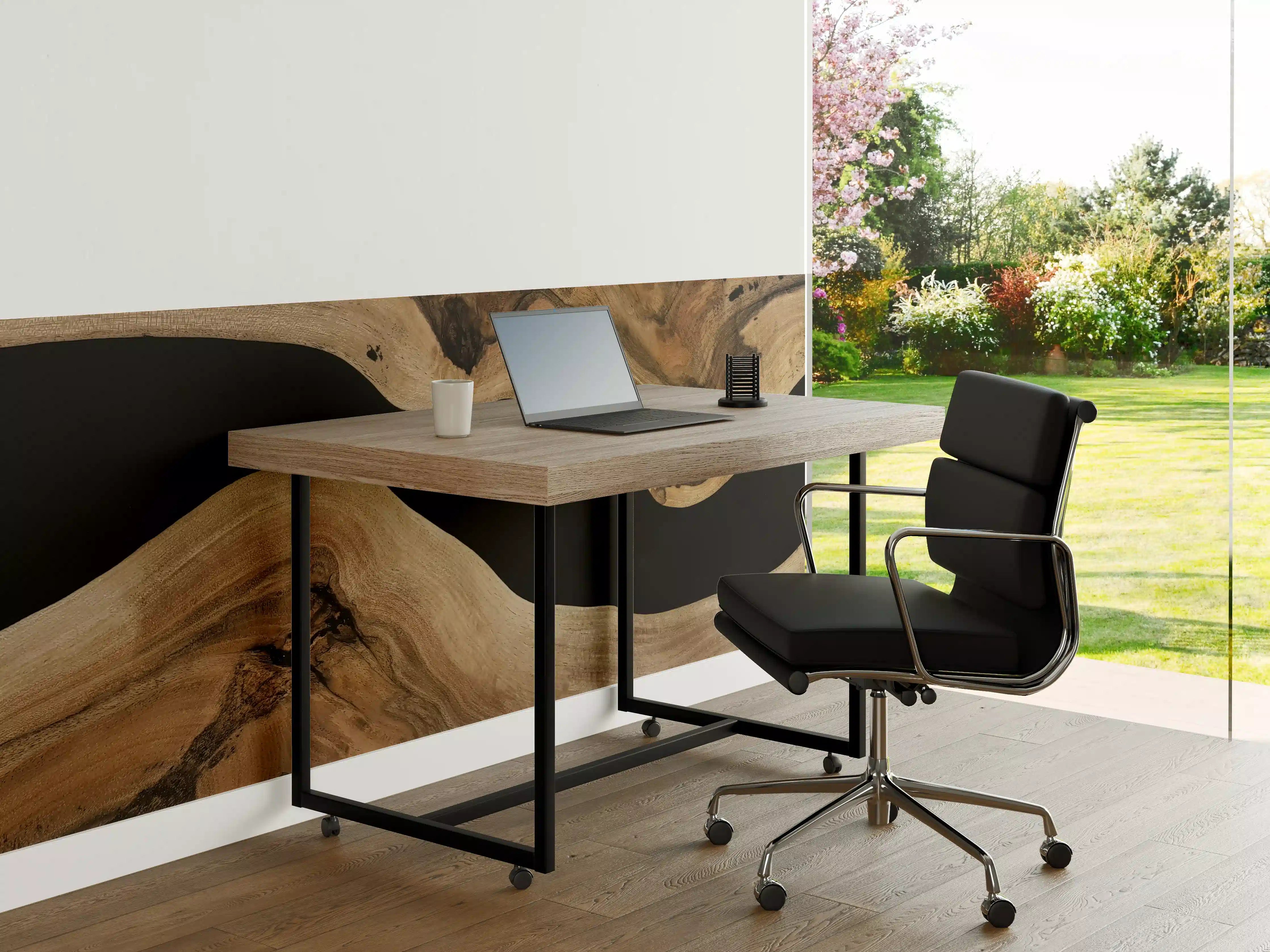 Büro Wandgestaltung - Holzstruktur mit natürlicher Maserung in warmen Tönen