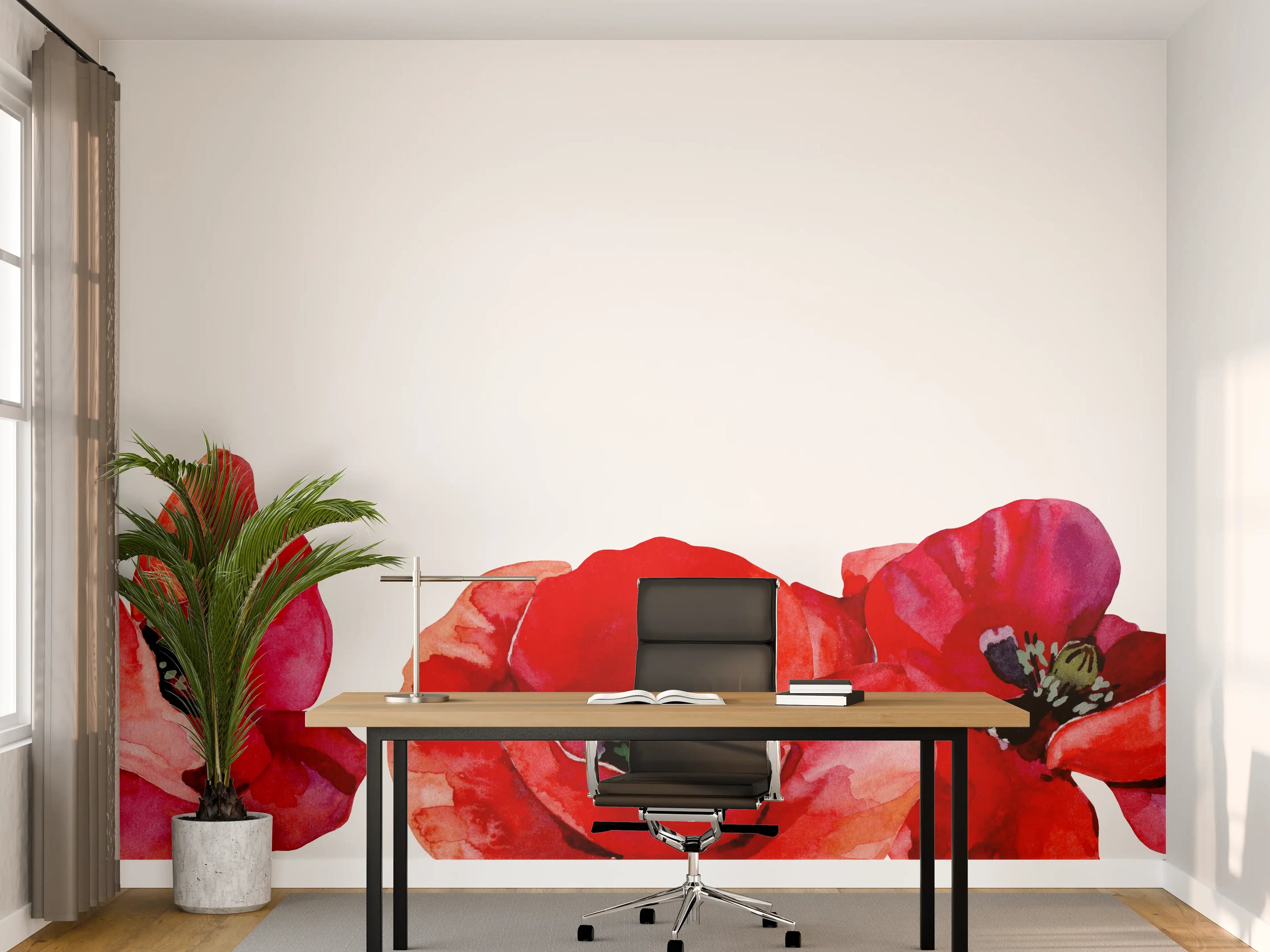 Büro Wandgestaltung - Horizontale scharlachroten Mohnblumen