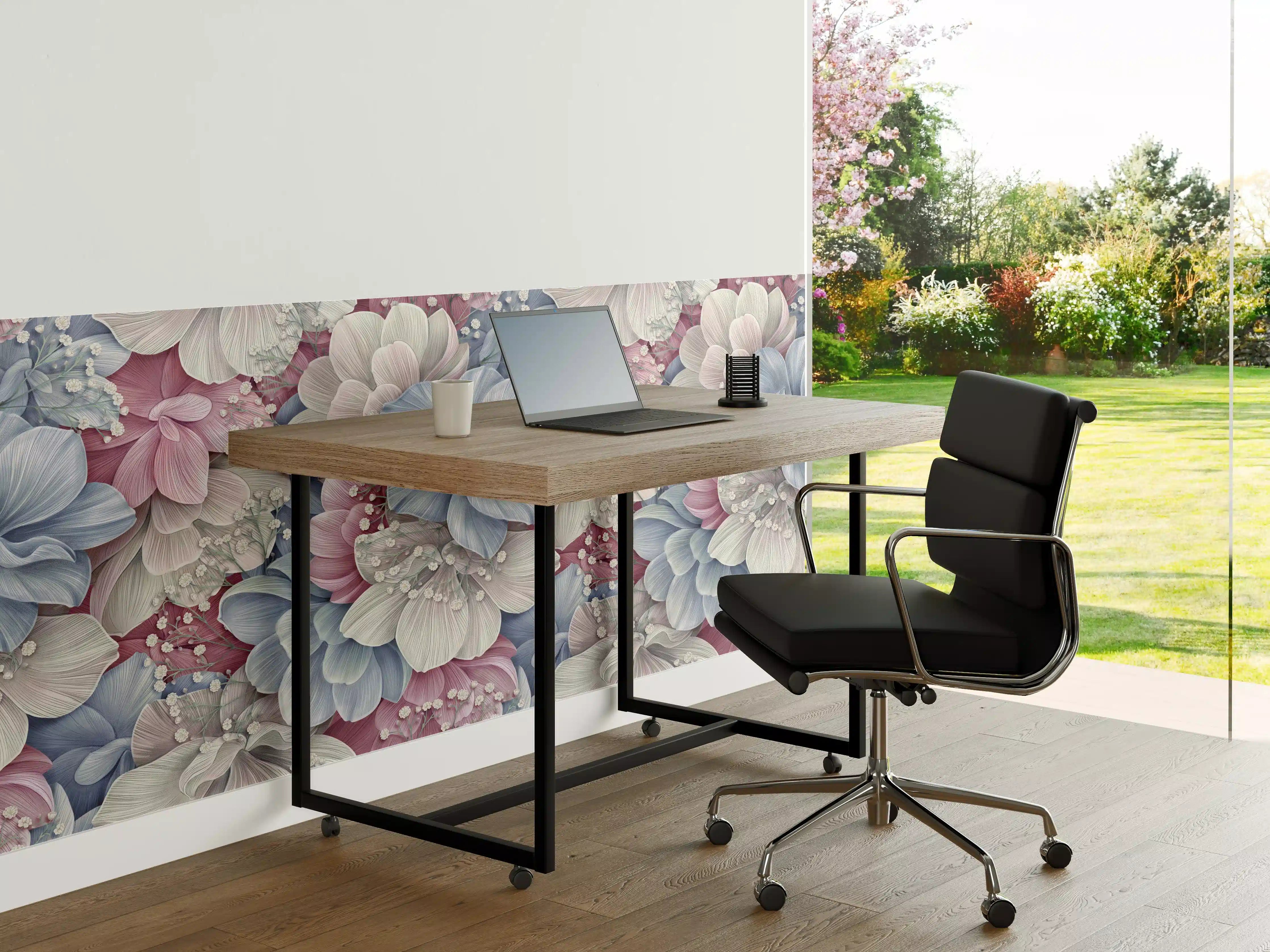 Büro Wandgestaltung - Hortensienblüten - Aquarellmalerei