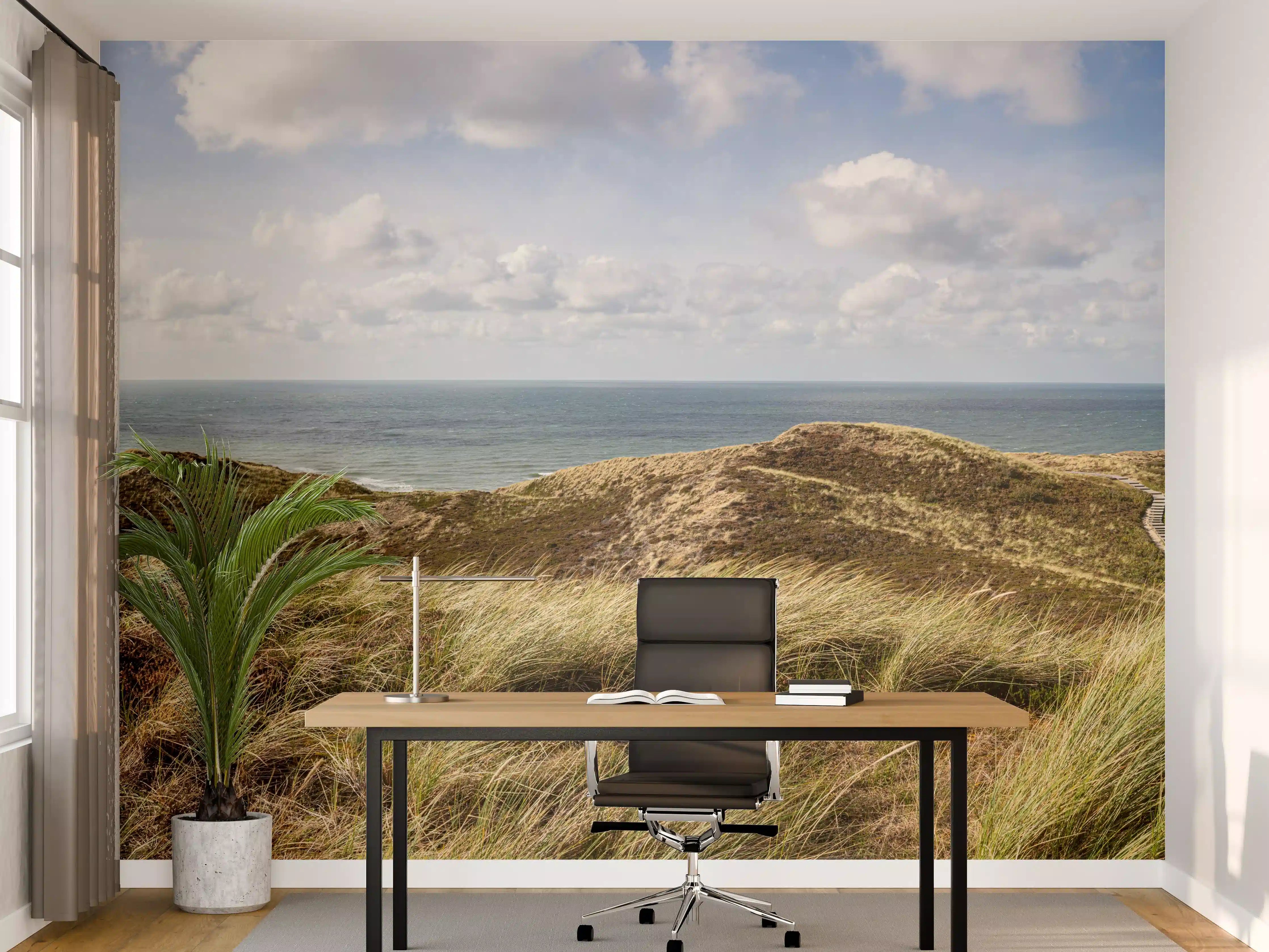 Büro Wandgestaltung - Idyllische Küstenlandschaft mit sanften Hügeln