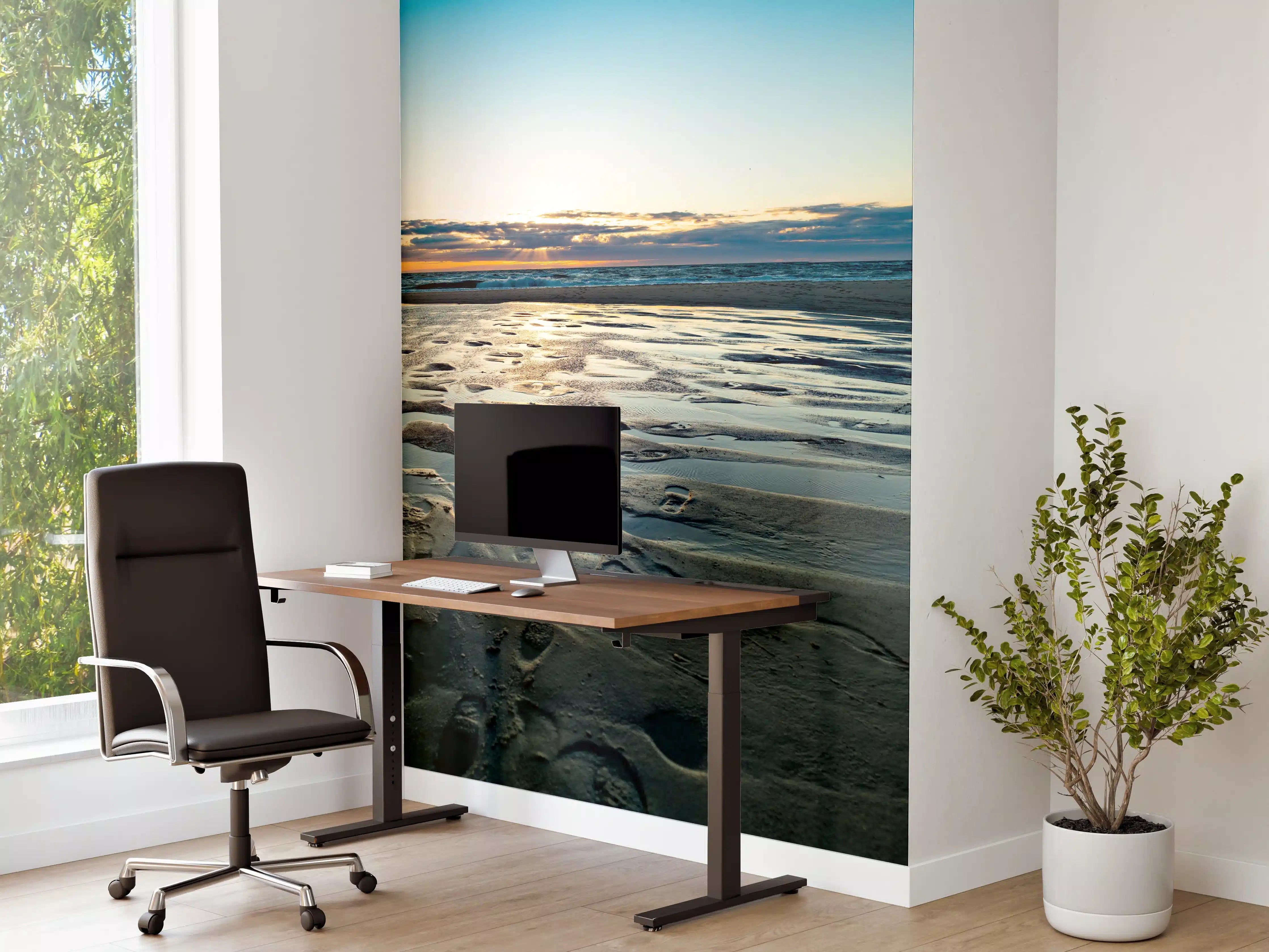 Büro Wandgestaltung - Idyllische Strandlandschaft bei Sonnenuntergang