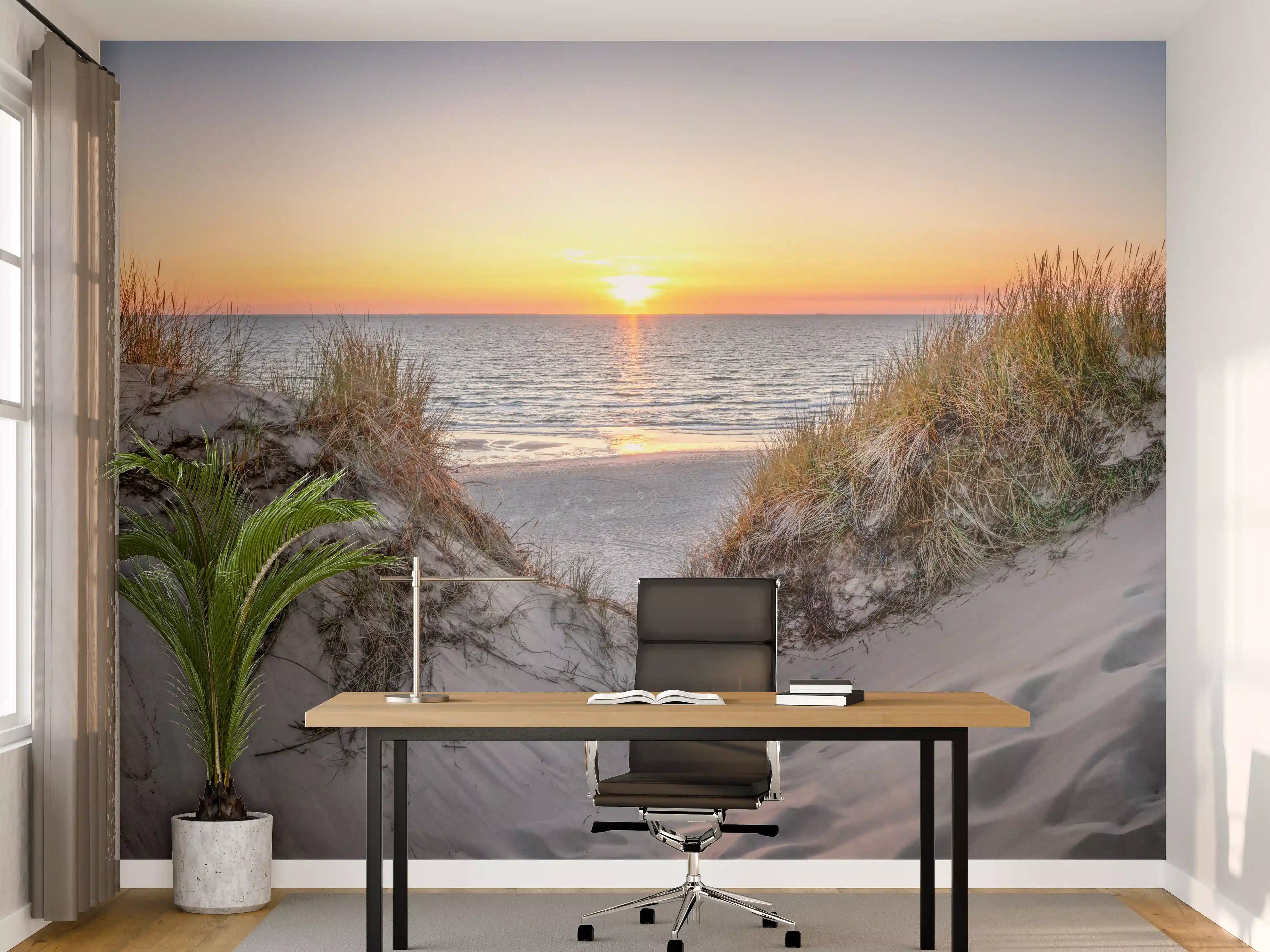 Büro Wandgestaltung - Idyllischer Sonnenuntergang am Strand