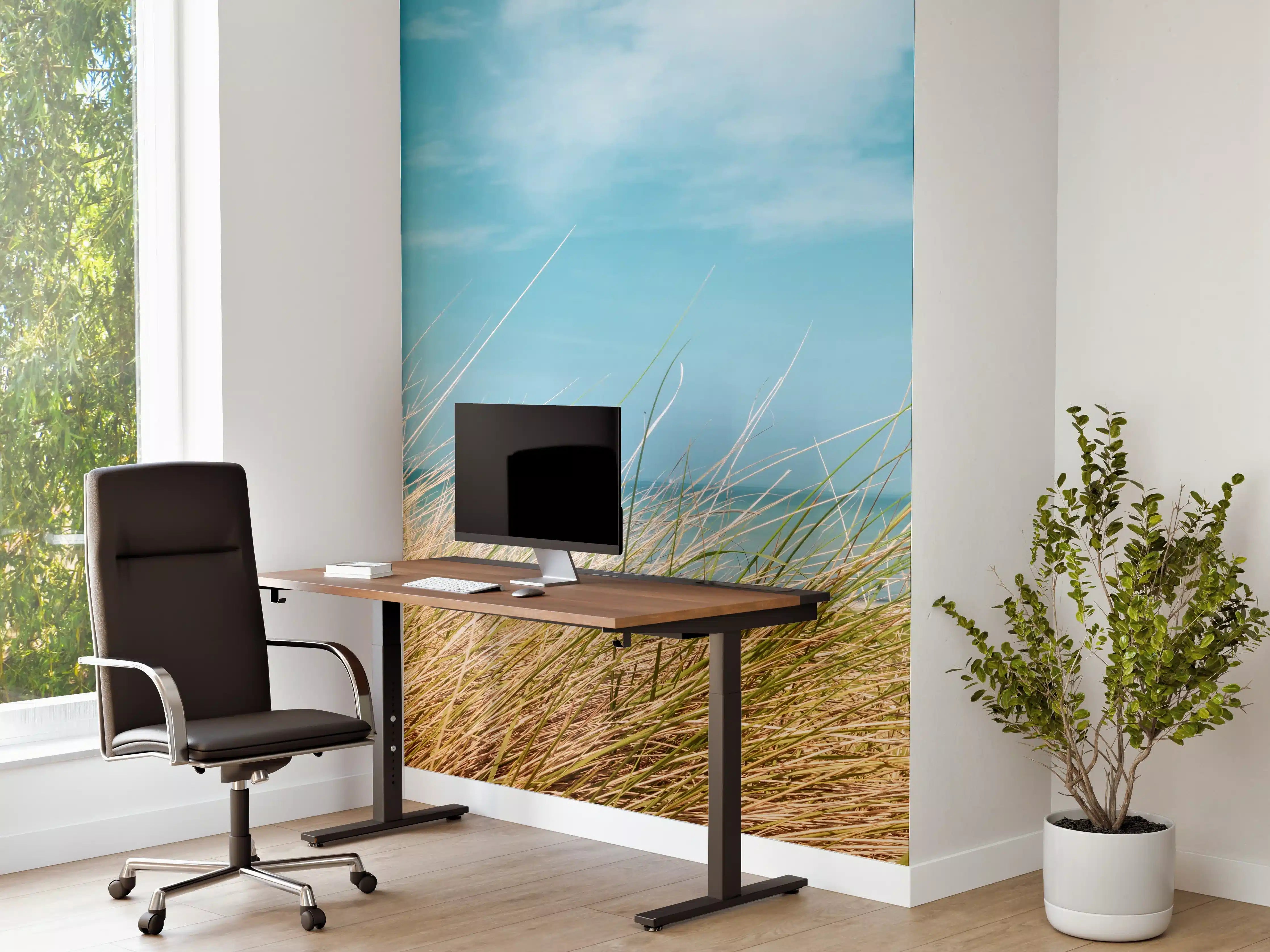 Büro Wandgestaltung - Idyllischer Strand mit blühendem Gras