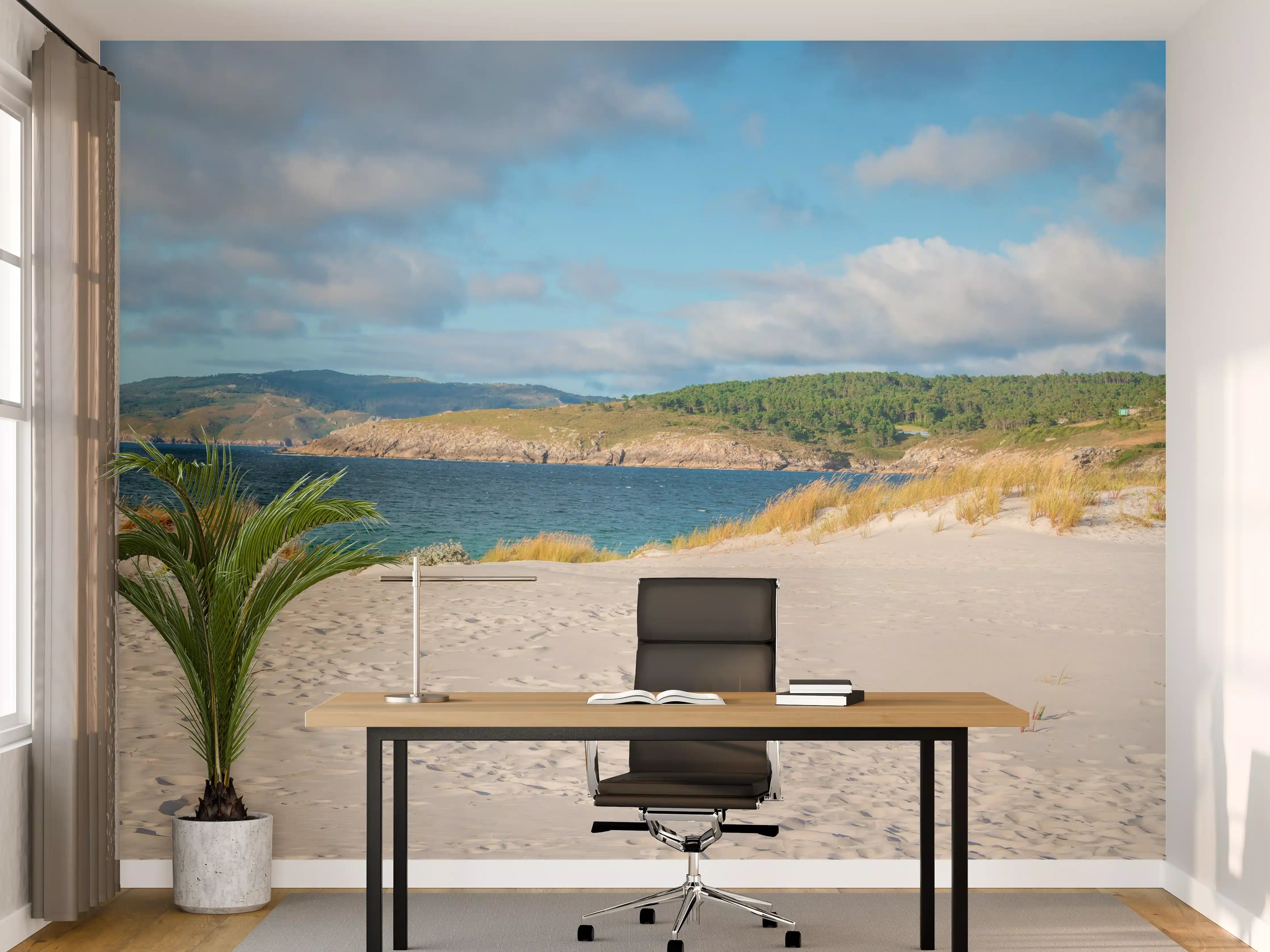 Büro Wandgestaltung - Idyllischer Strand mit sanften Sanddünen
