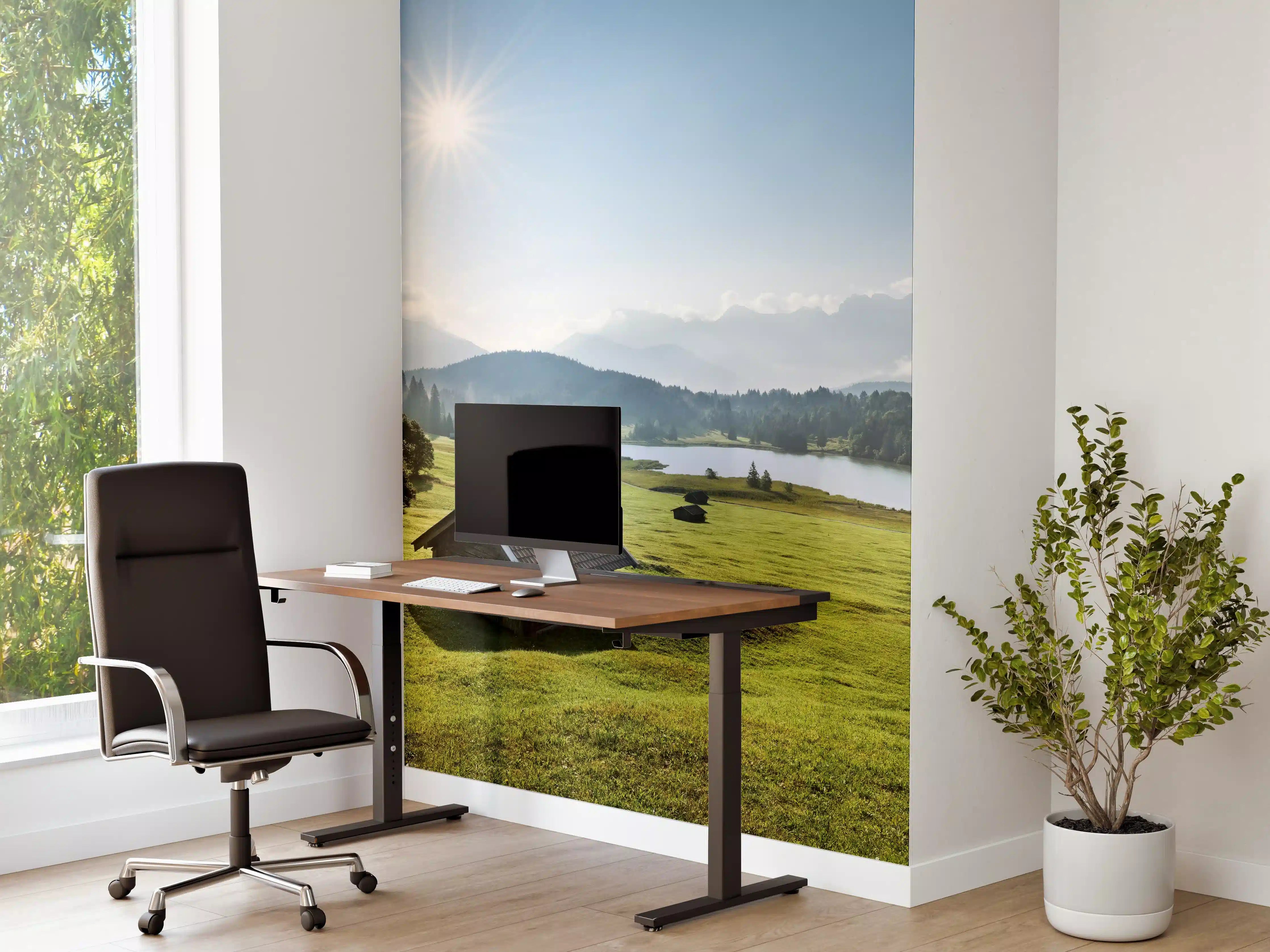 Büro Wandgestaltung - Idyllisches Alpenpanorama mit See