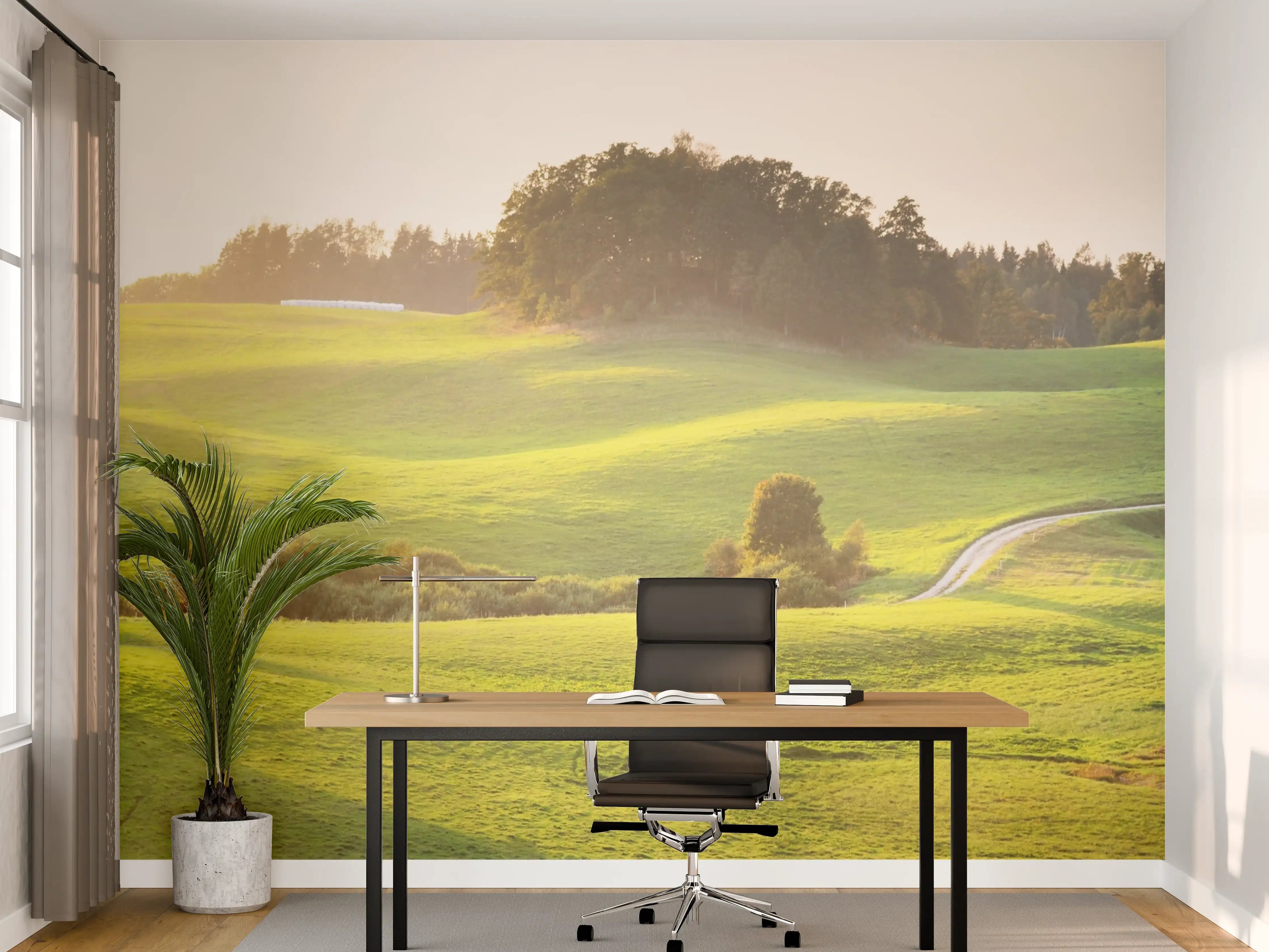 Büro Wandgestaltung - Idyllisches Landschaftsbild bei Sonnenaufgang