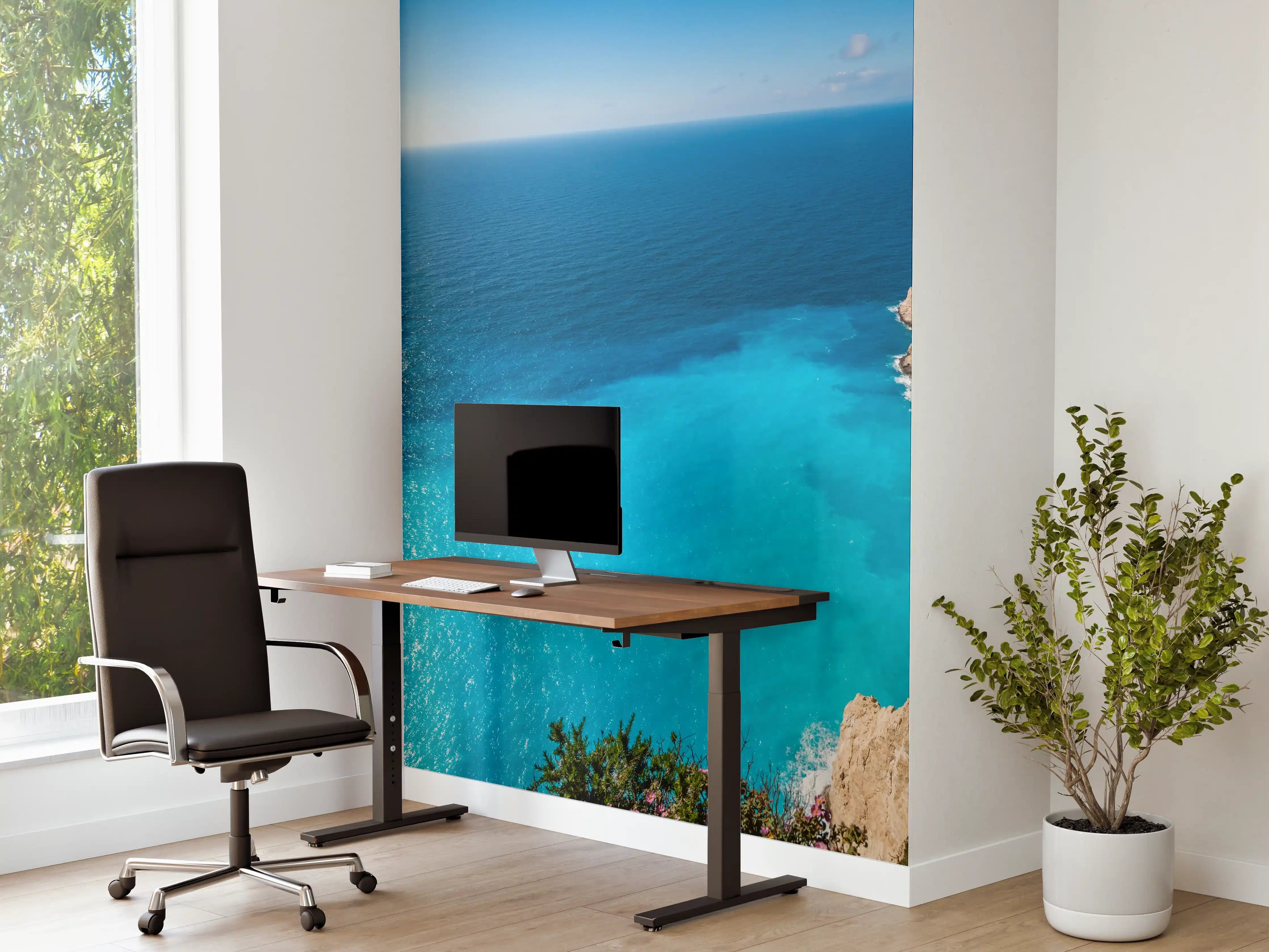 Büro Wandgestaltung - Idyllisches Türkisblaues Küstenpanorama