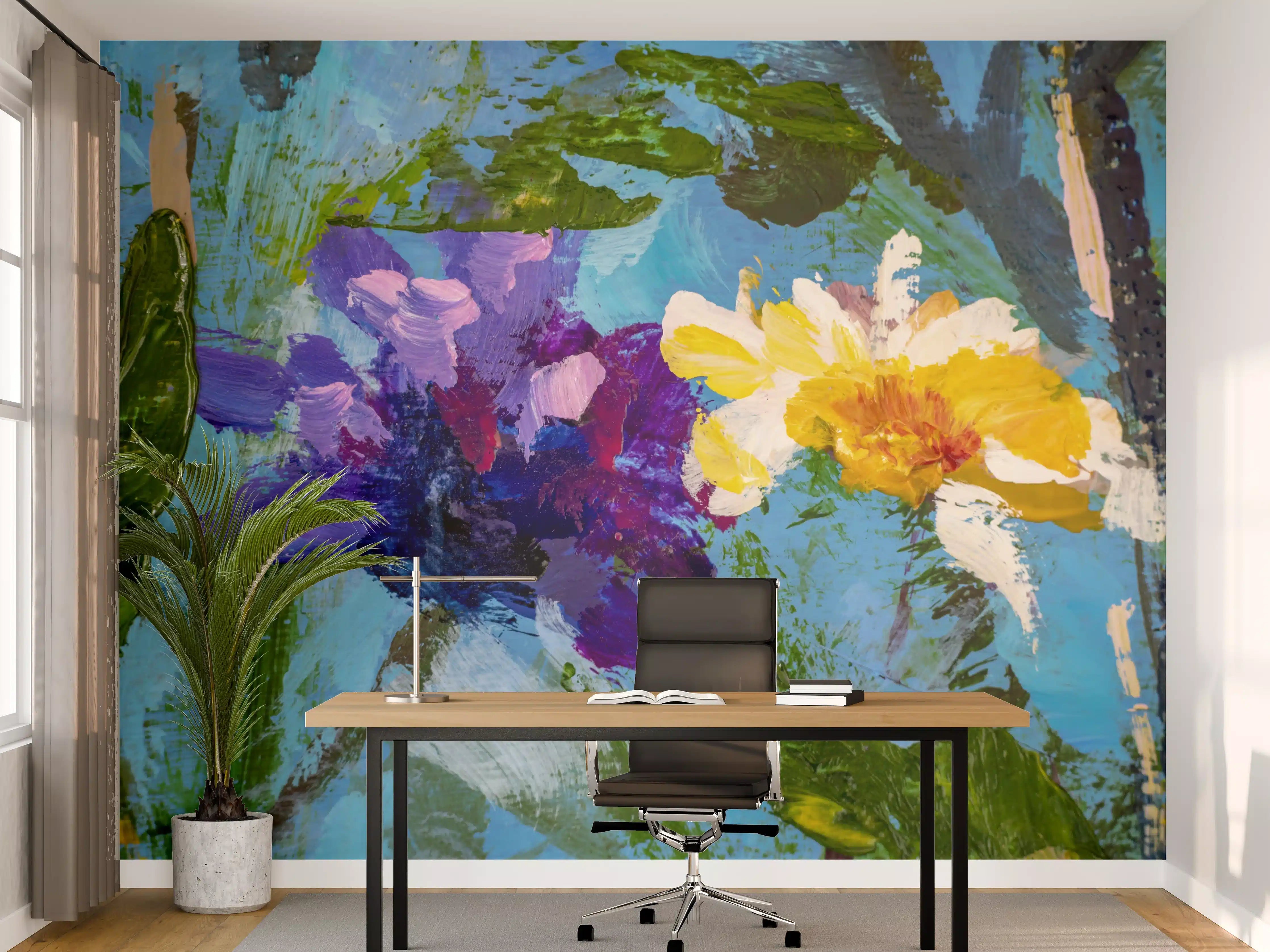 Büro Wandgestaltung - Impressionistisches Blumen Gemälde